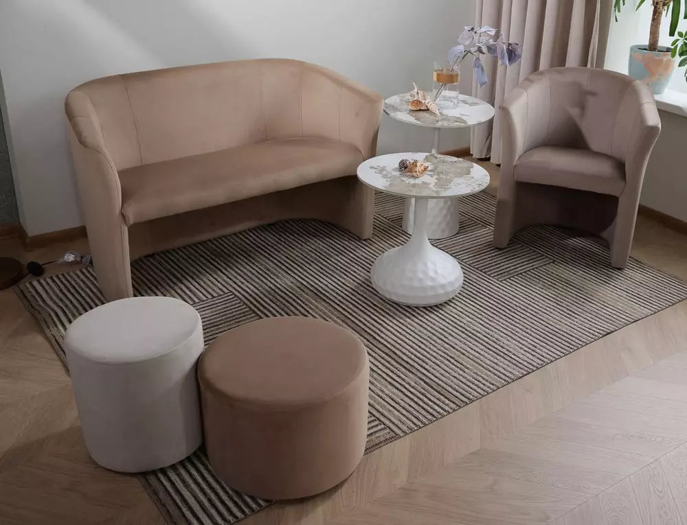 Canapea TM-2, stofa catifelata bej inchis - Bluvel 40, 126x60x76 cm