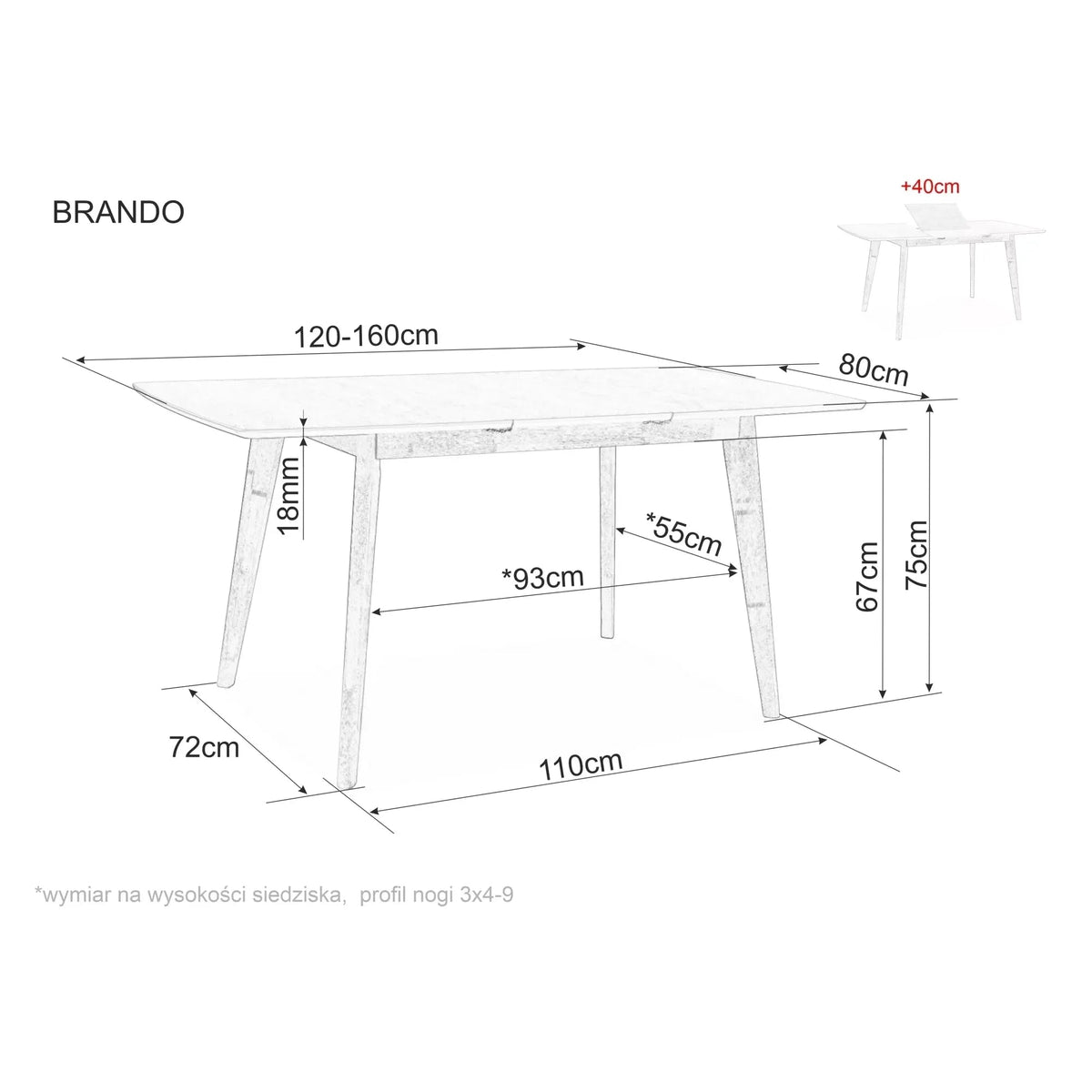 Masa extensibila BRANDO, stejar, 120/160x80x75 cm