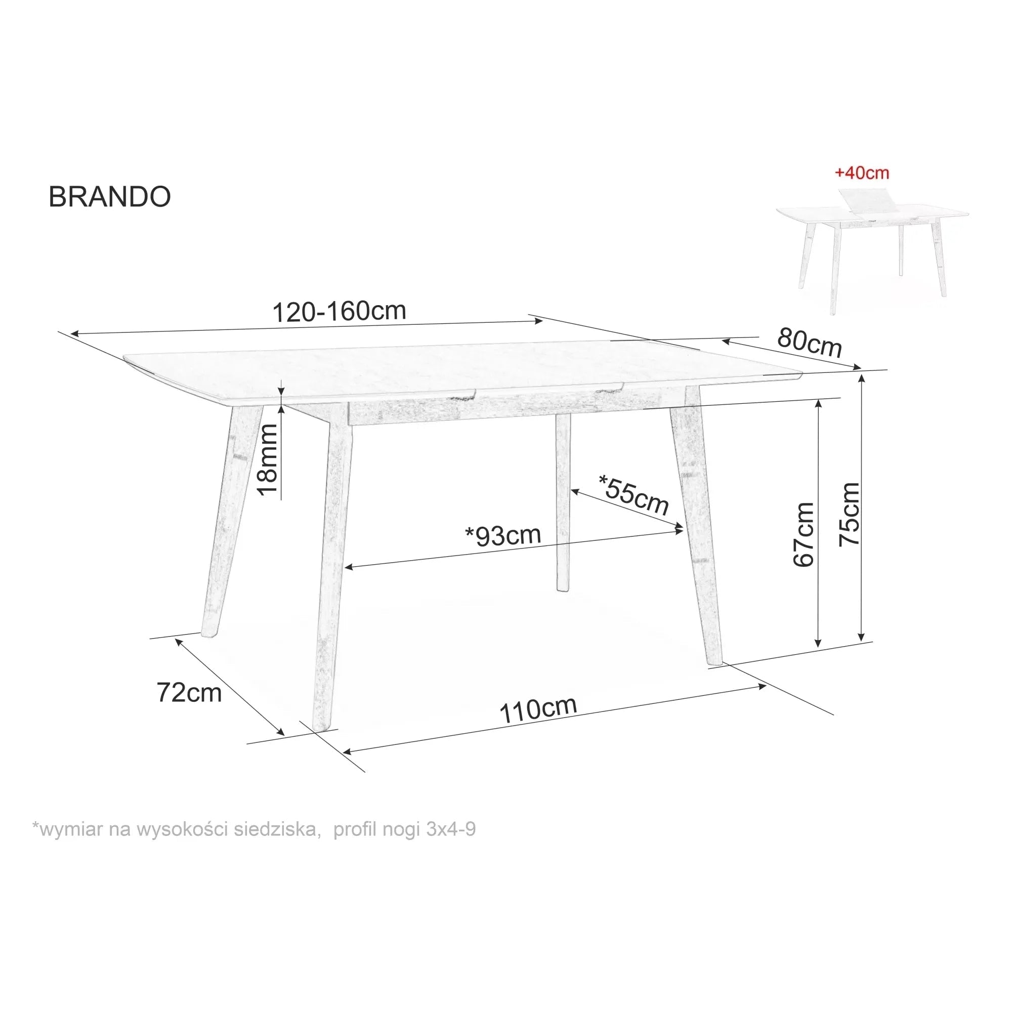 Masa extensibila BRANDO, stejar, 120/160x80x75 cm