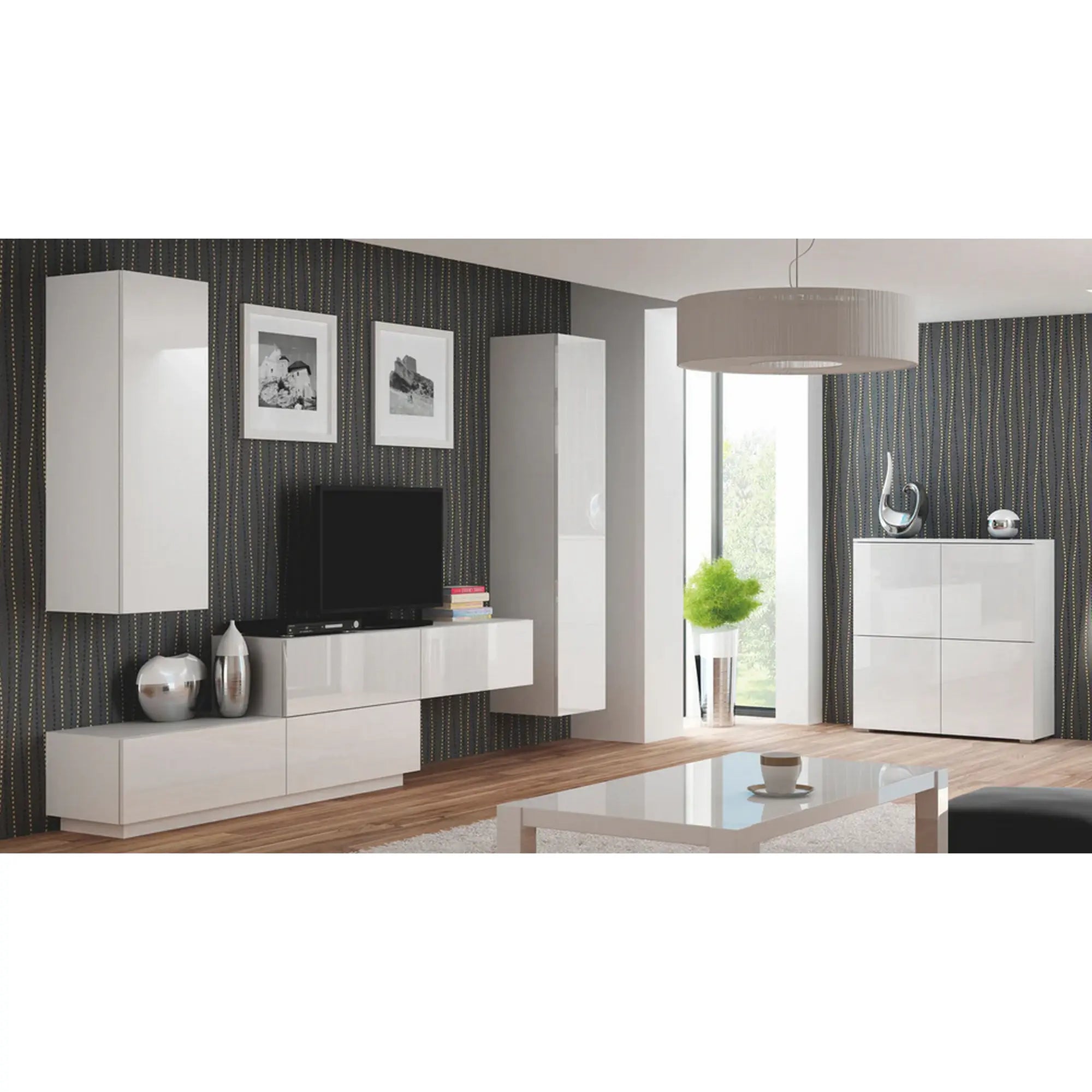 Dulap LIVO KM100, alb, cu 4 usi, 100x29x100 cm