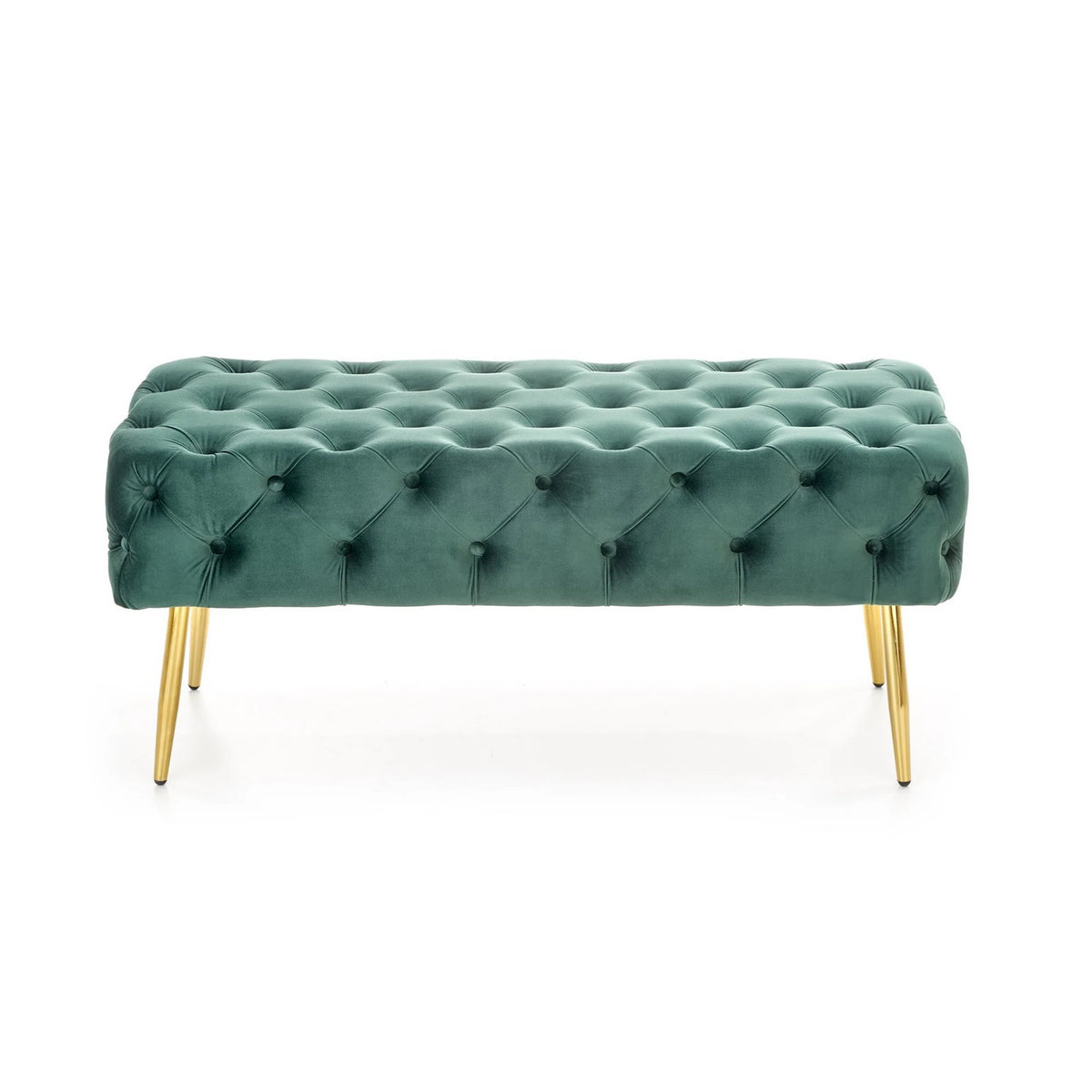 Bancheta verde ATHENA, stofa catifelata verde, 100x45x40 cm