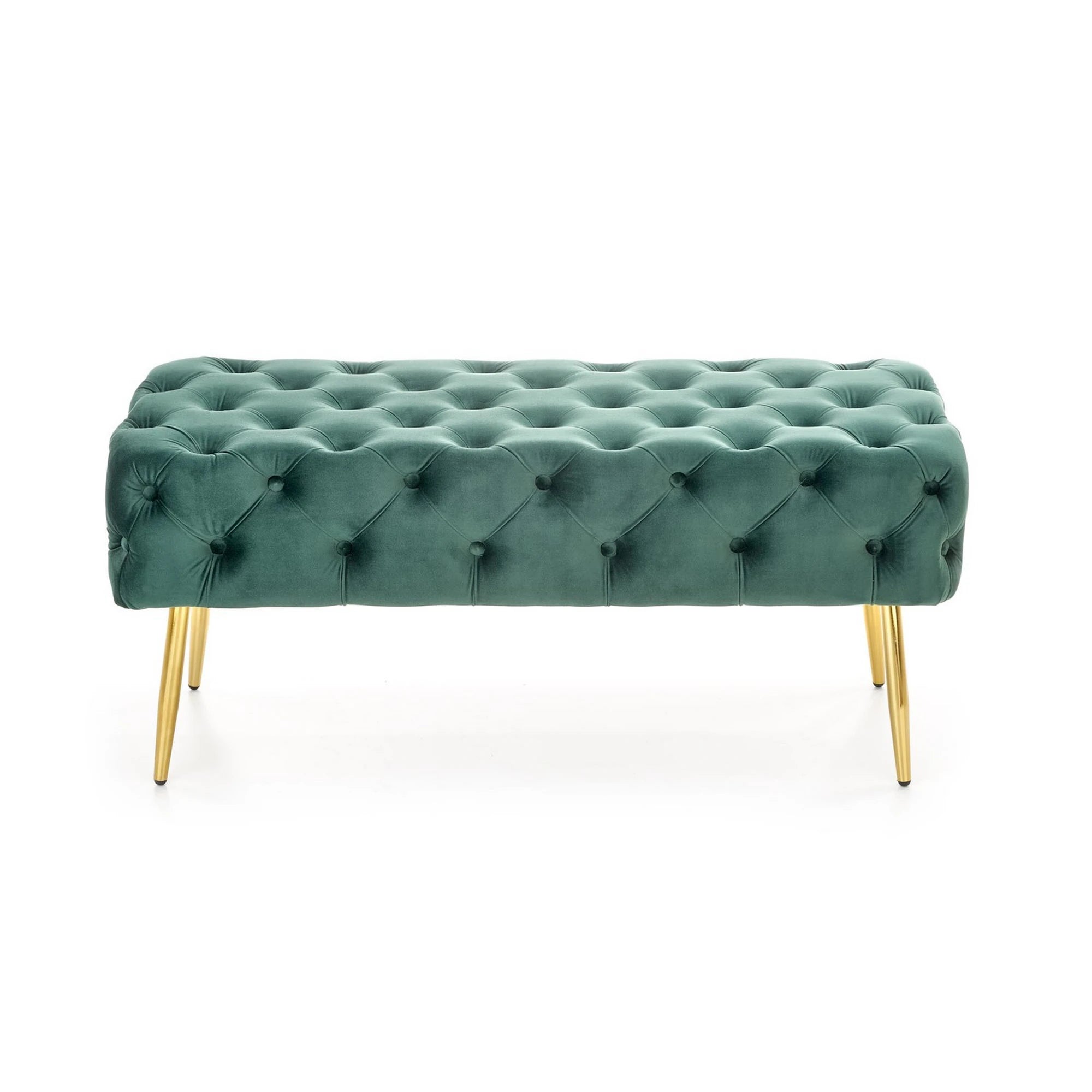 Bancheta verde ATHENA, stofa catifelata verde, 100x45x40 cm