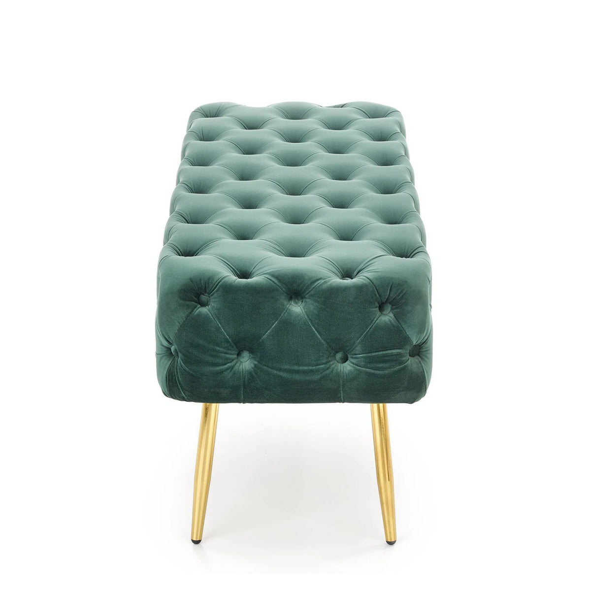 Bancheta verde ATHENA, stofa catifelata verde, 100x45x40 cm