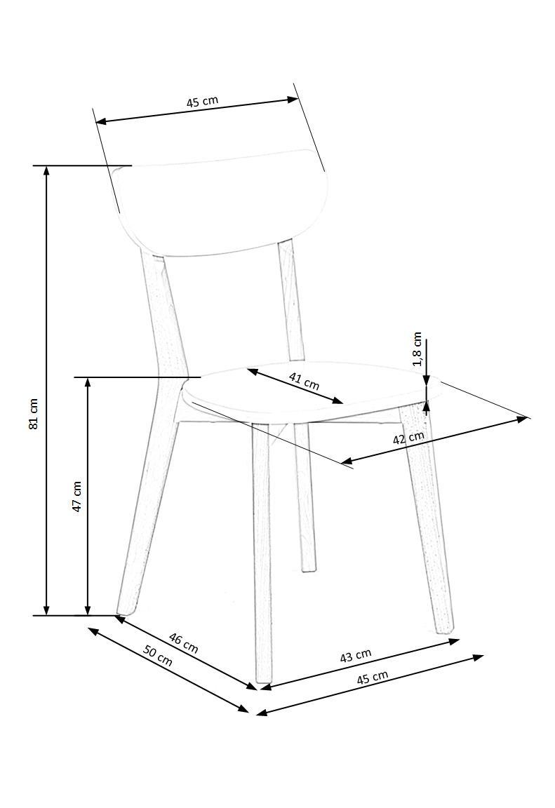 Scaun BUGGI, alb/stejar, lemn de fag, 45X50X81 CM
