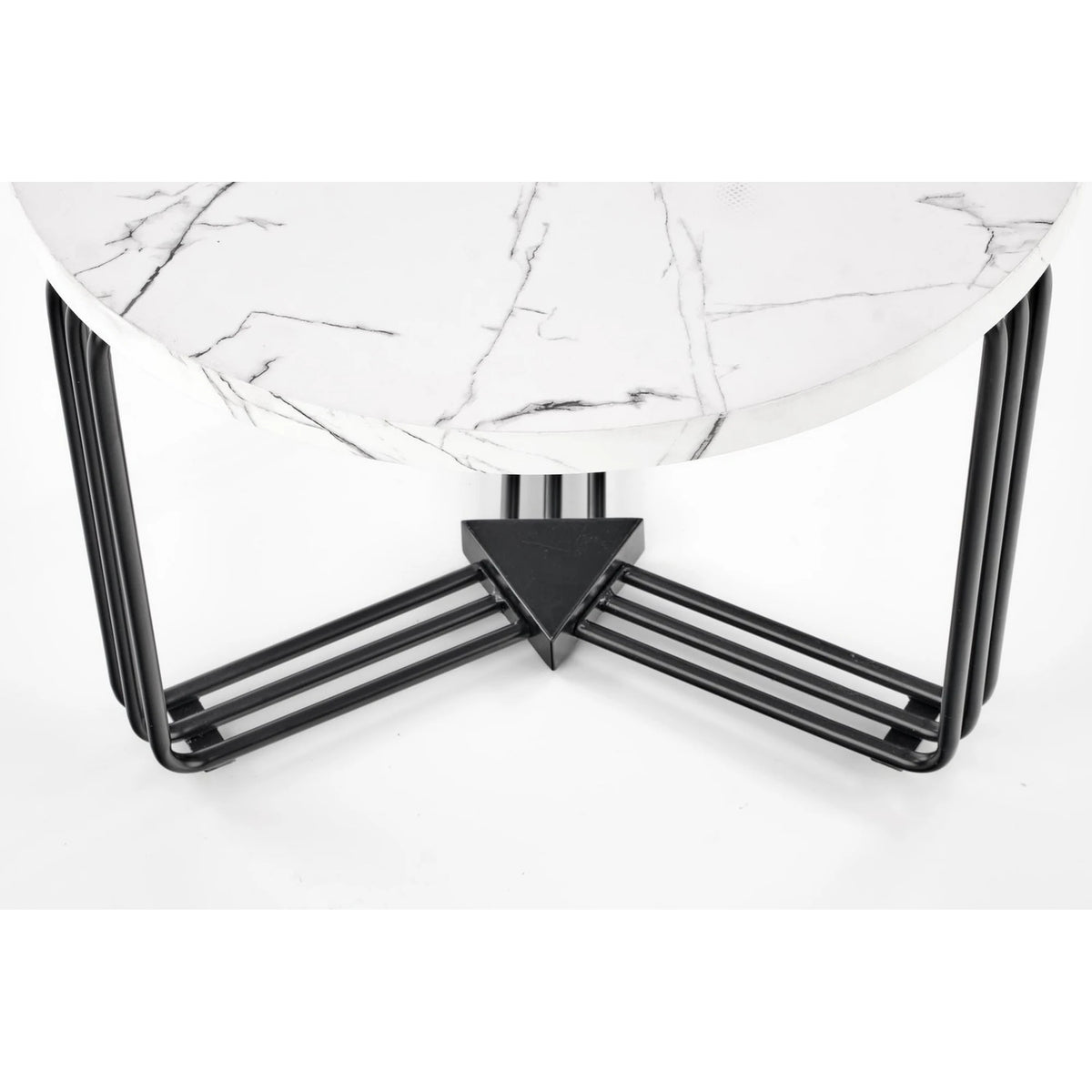 Masuta cafea ANTICA M, alb cu efect de marmura/negru, 55x55x41 cm