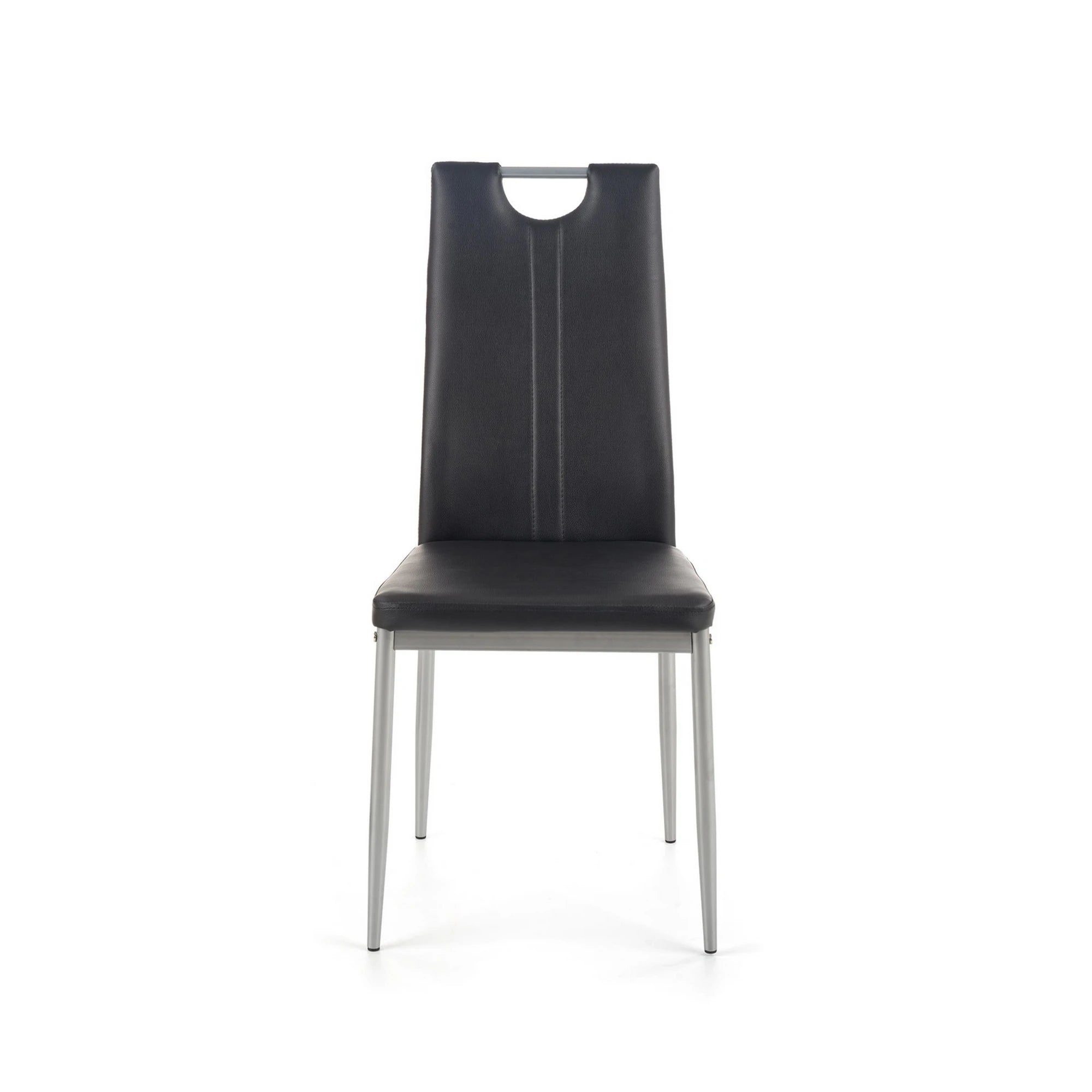 Scaune dining K202, negru/crom, piele ecologica/metal, 44X54X97 CM