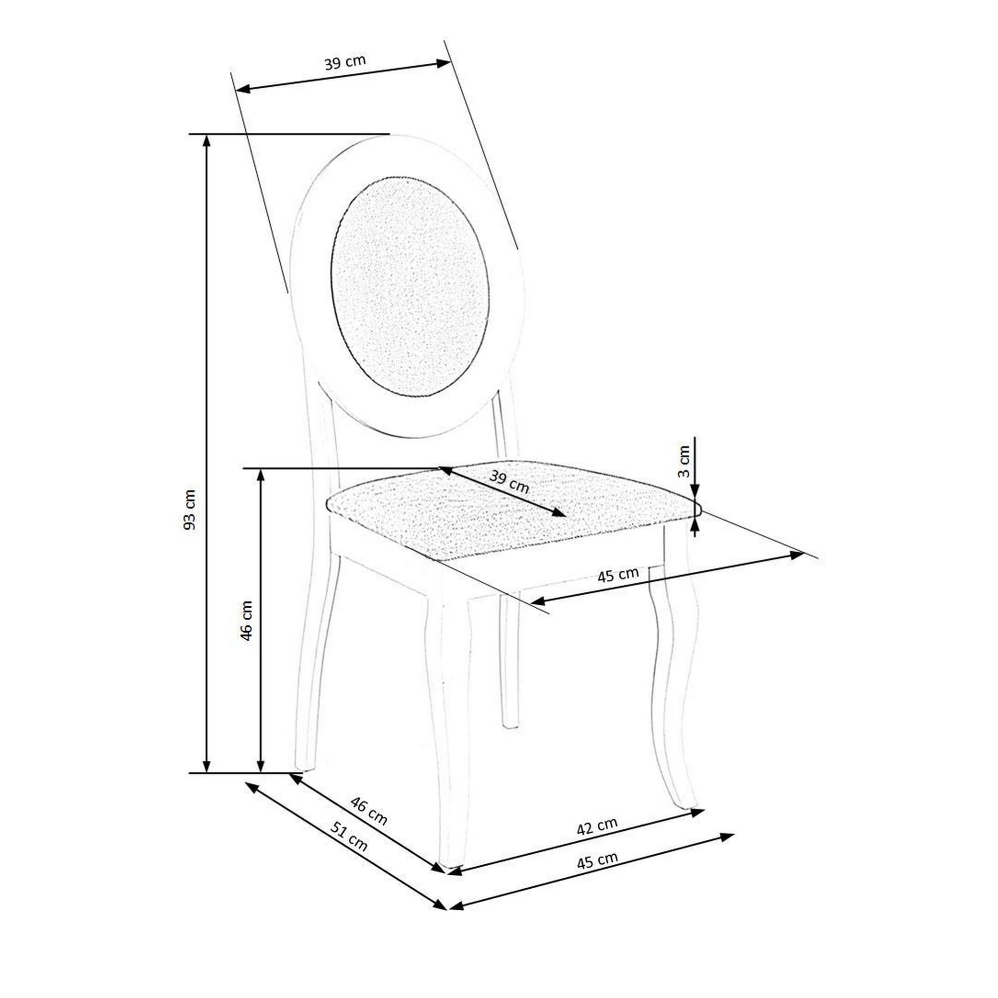 Scaun BAROCK, alb/gri, lemn de cauciuc, 45x51x93 cm
