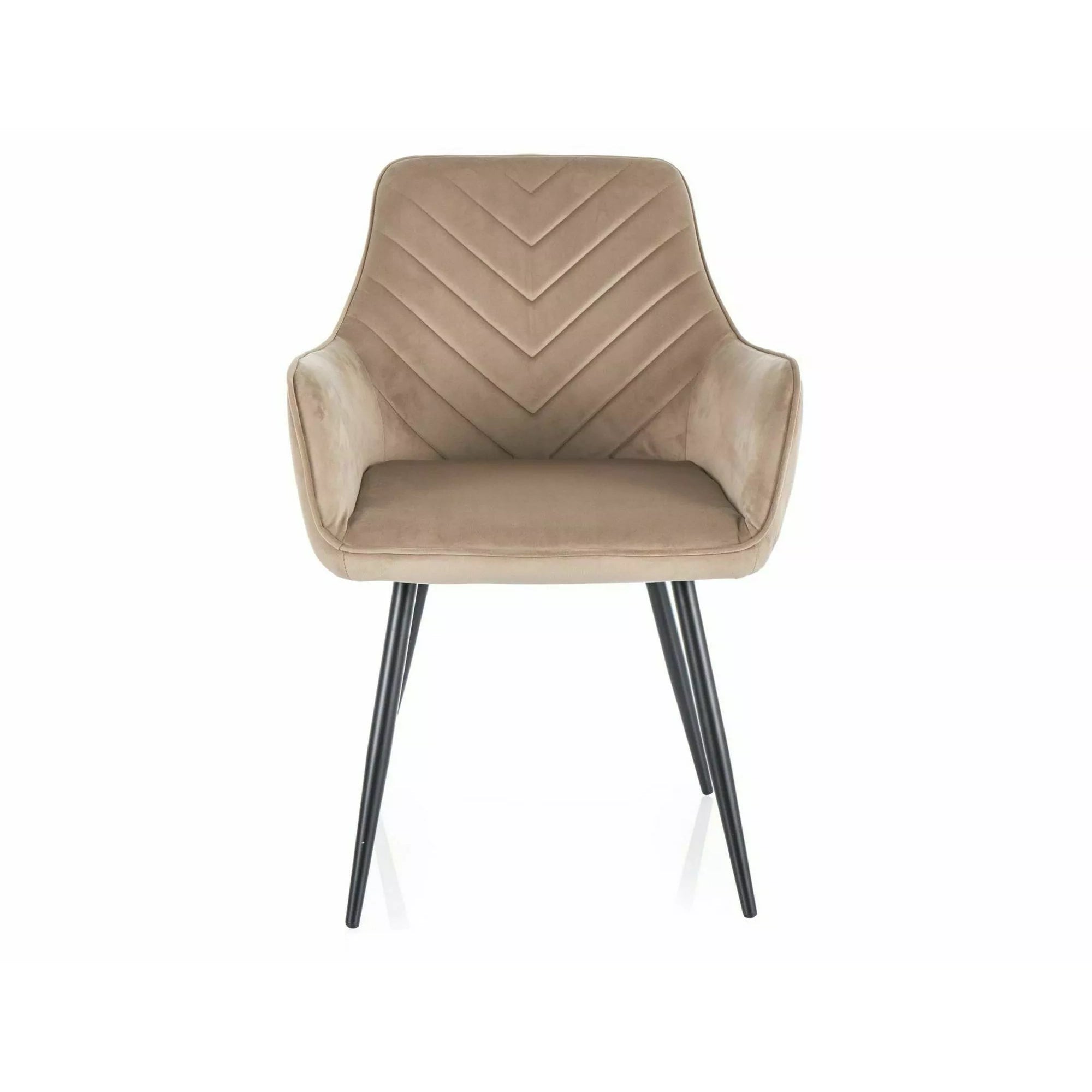 Scaun de living modern FIG, bej/negru, stofa catifelata/metal, 57x47x85 cm