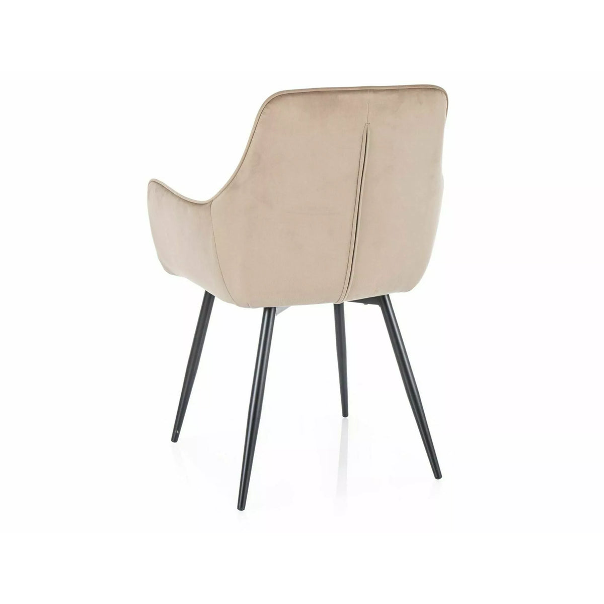 Scaun de living modern FIG, bej/negru, stofa catifelata/metal, 57x47x85 cm