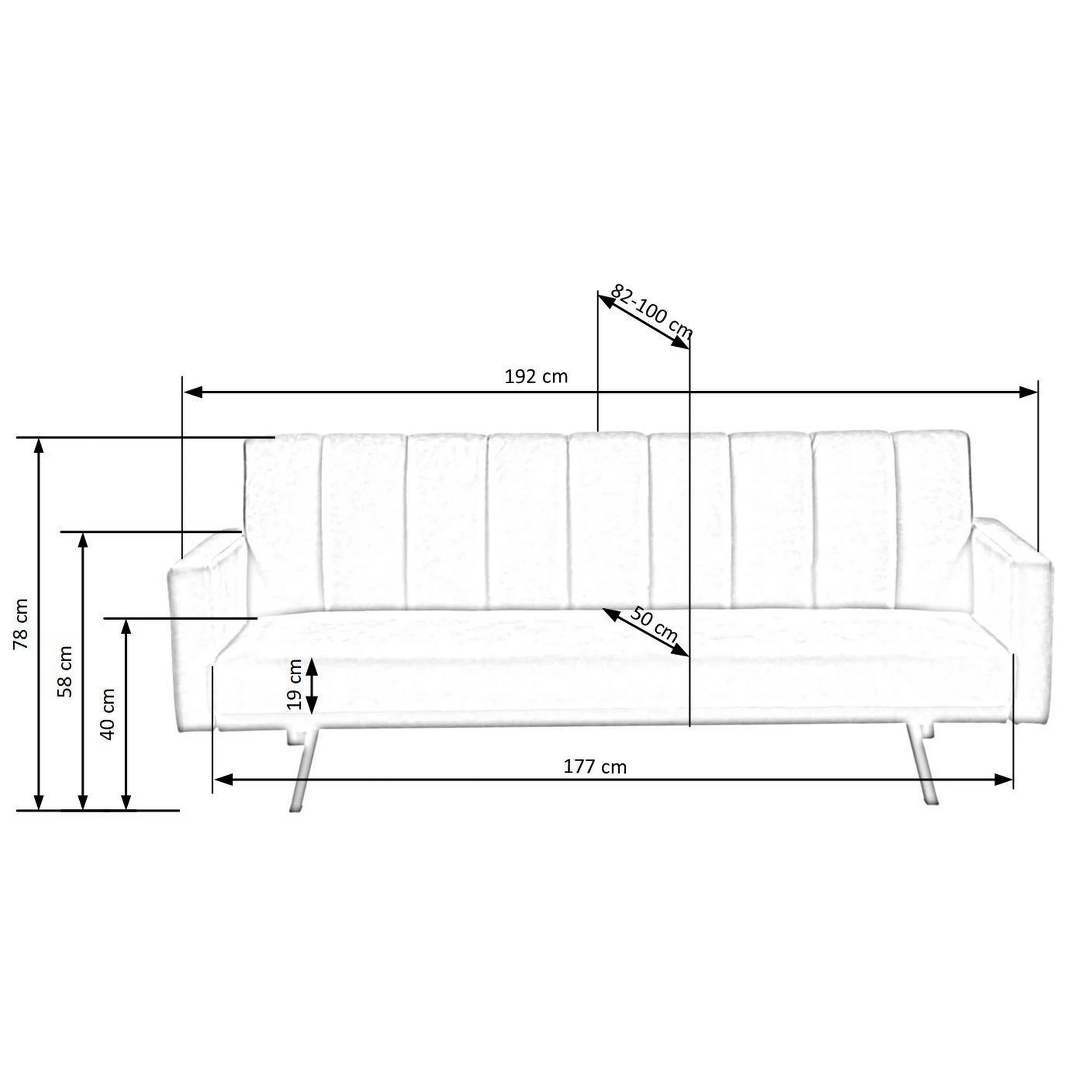 Canapea extensibila ARMANDO, verde, stofa catifelata, 192x100x78 cm