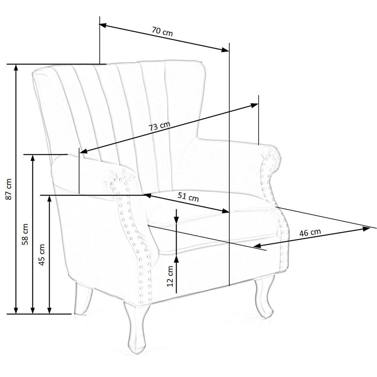 Fotoliu pentru living TITAN, galben mustar/negru, stofa catifelata/lemn, 73x70x87 cm