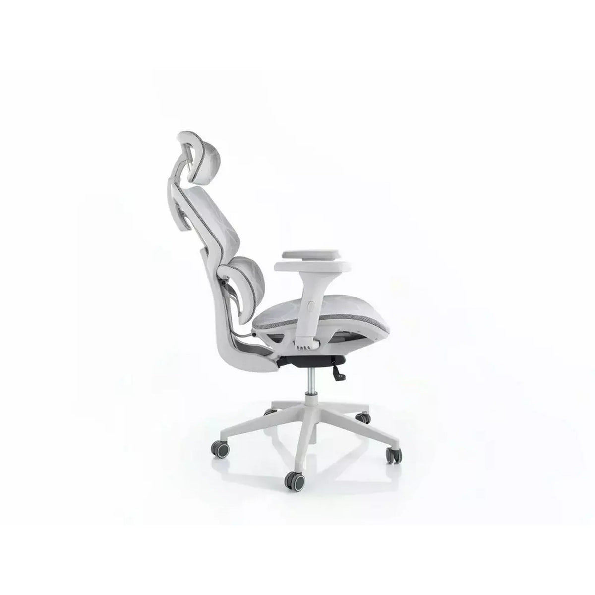 Scaun birou DEVON, gri/alb, plasa/metal, 68x50x119/129 cm