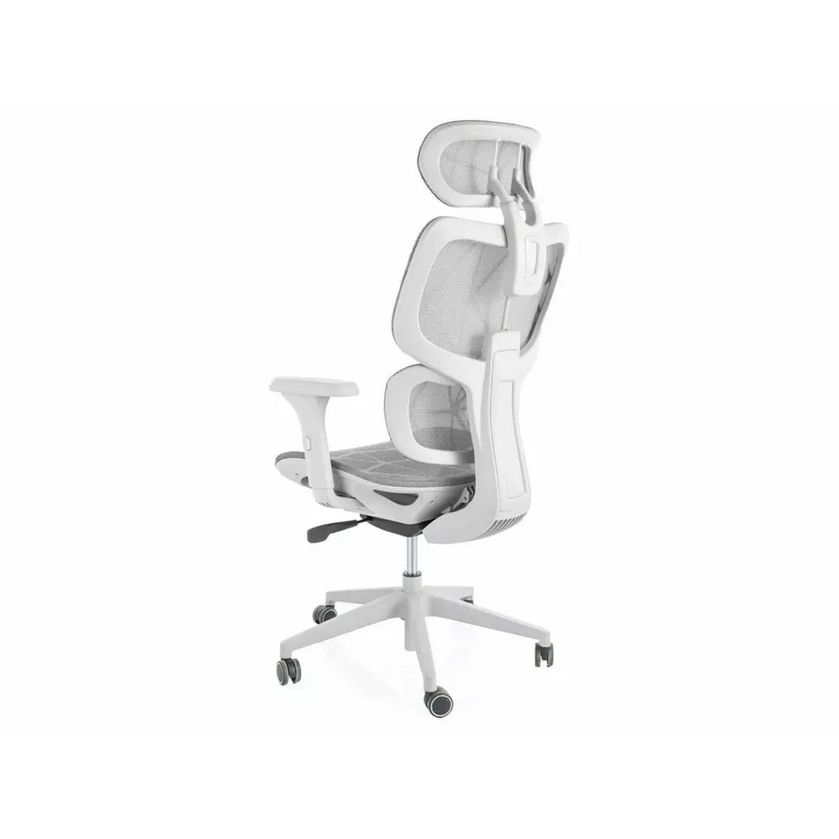 Scaun birou DEVON, gri/alb, plasa/metal, 68x50x119/129 cm