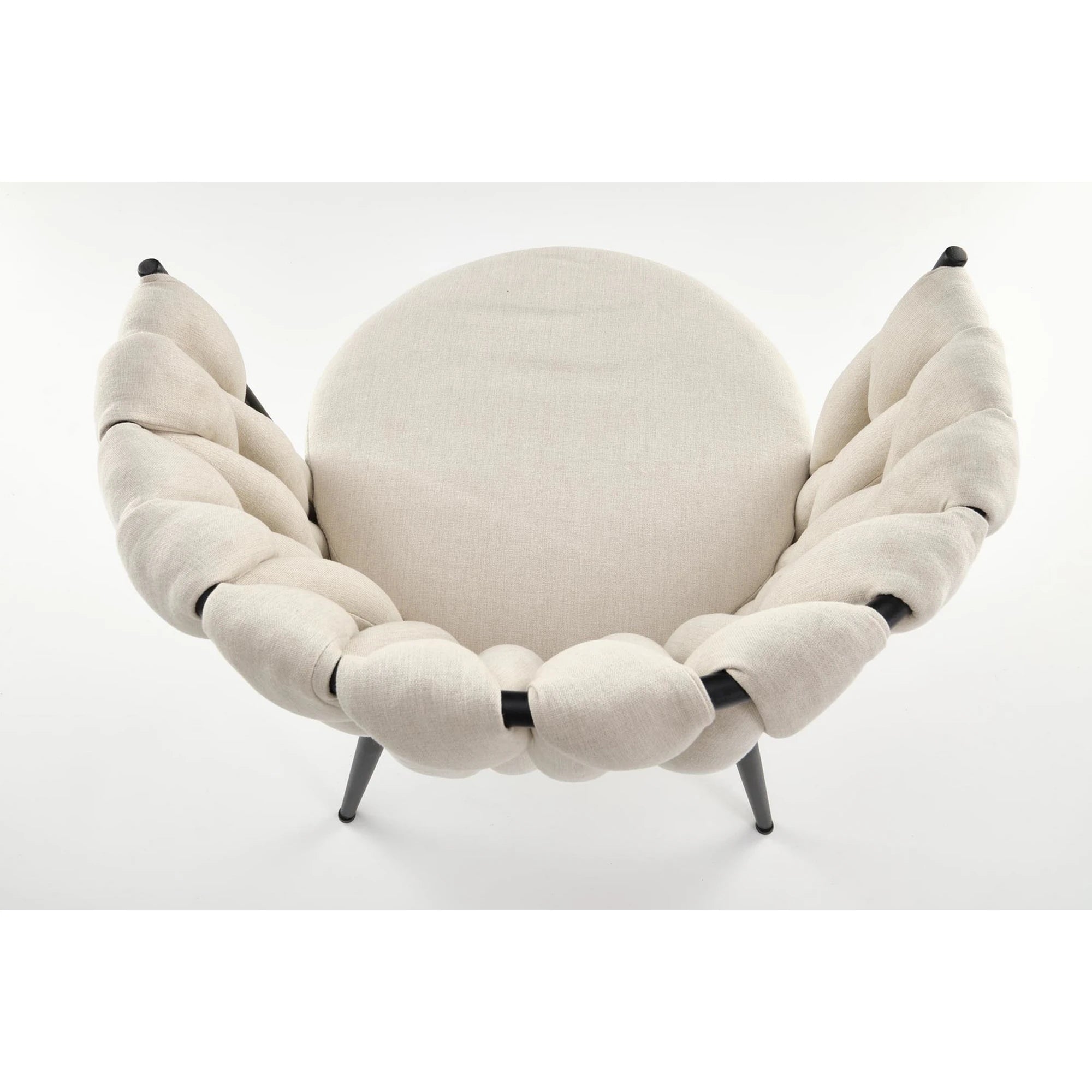 Scaun tapitat K516, bej/negru, stofa clasica/otel, 57x60x79 cm