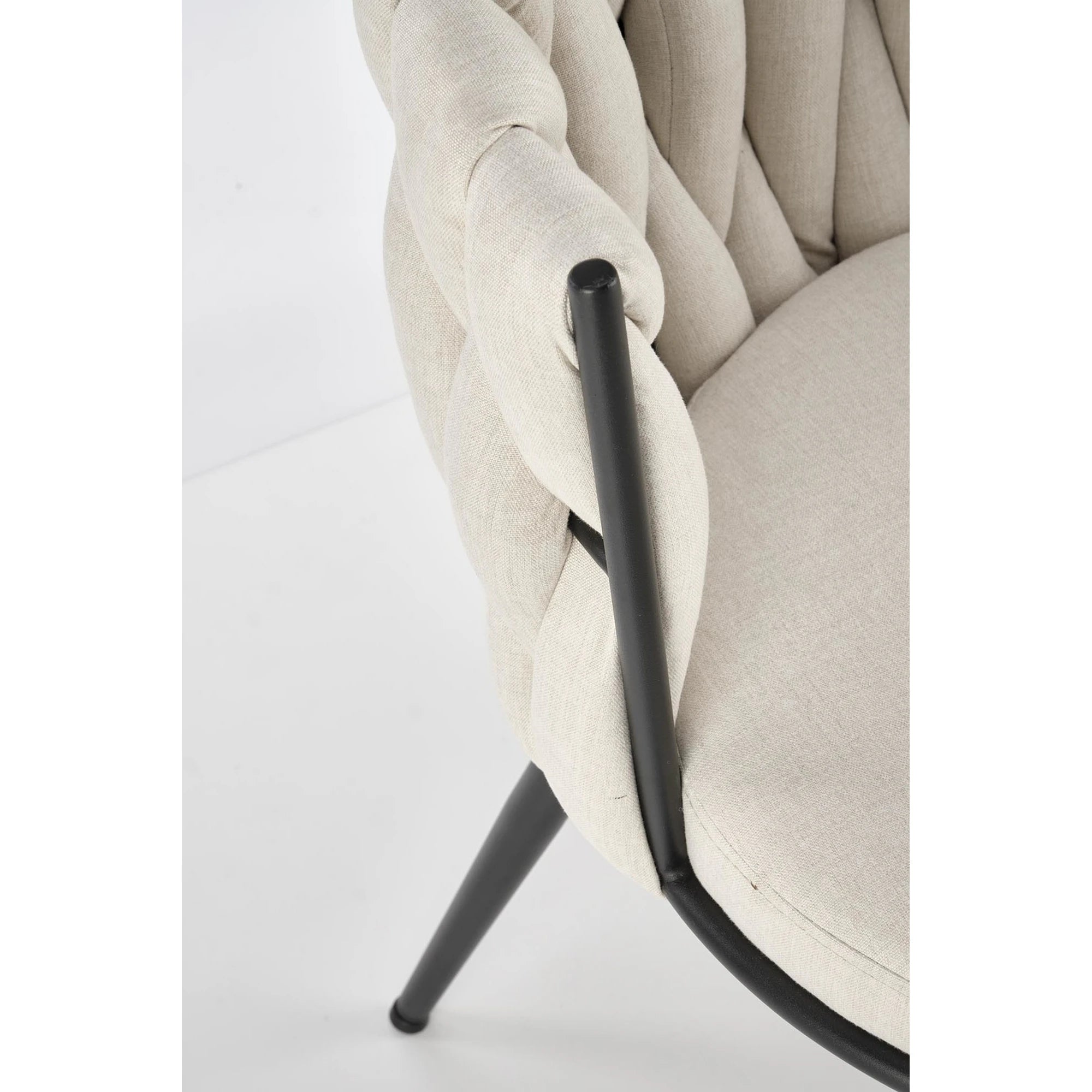 Scaun tapitat K516, bej/negru, stofa clasica/otel, 57x60x79 cm