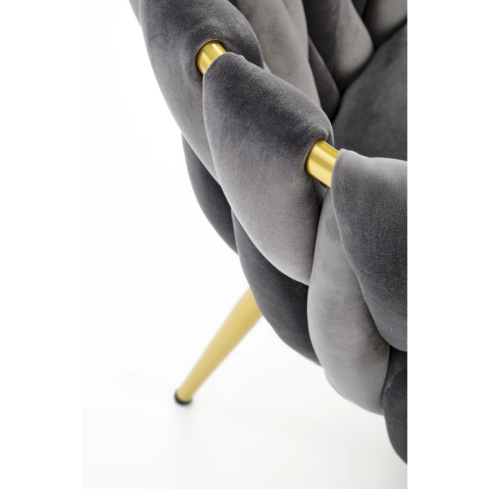 Scaun K517, gri/auriu, stofa catifelata/metal, 57x60x79 cm