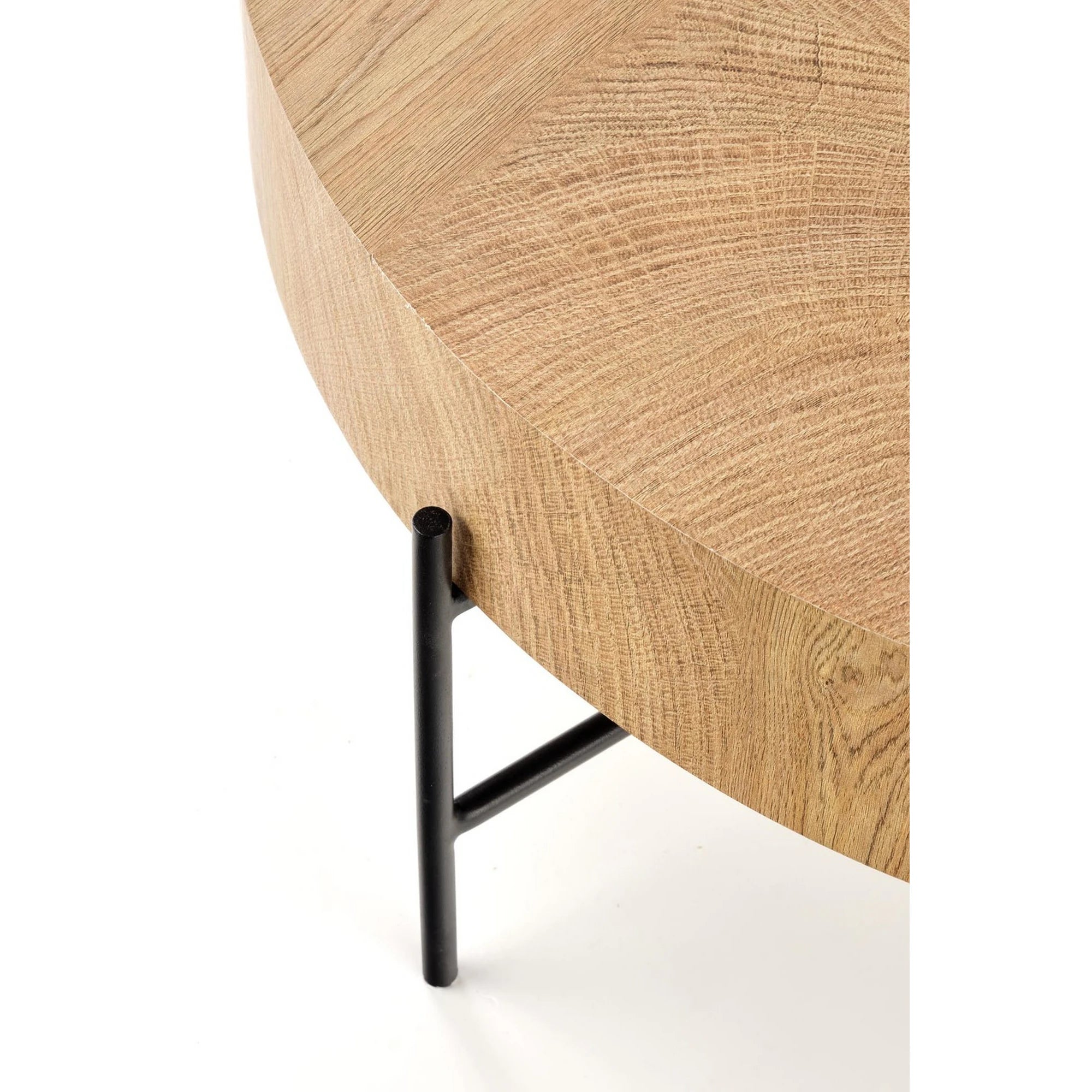 Masuta cafea BROOKLYN, stejar natural/negru, 80x80x37 cm