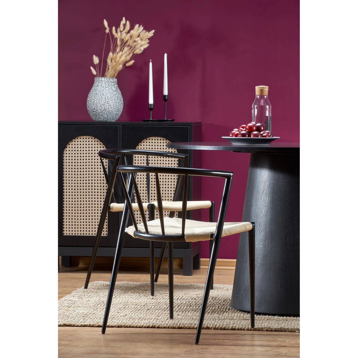 Masa de bucatarie rotunda GINTER, negru, 120x120x77 cm