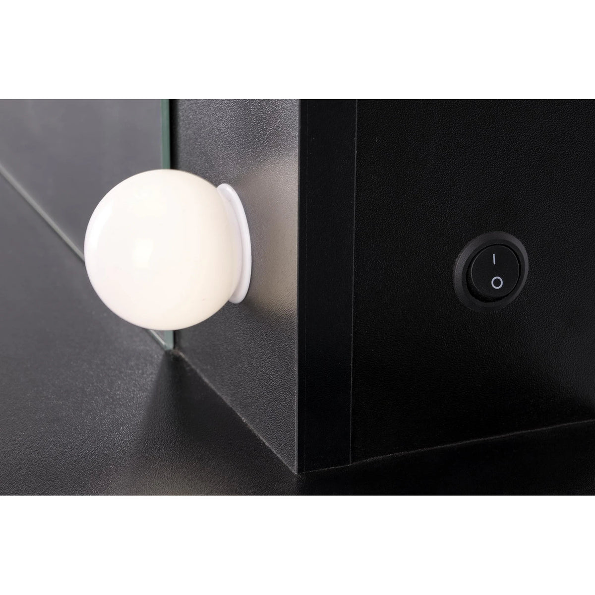 Masa de toaleta HOLLYWOOD XL, negru, PAL furniruit, cu oglinda si iluminare LED, 120x55x140 cm