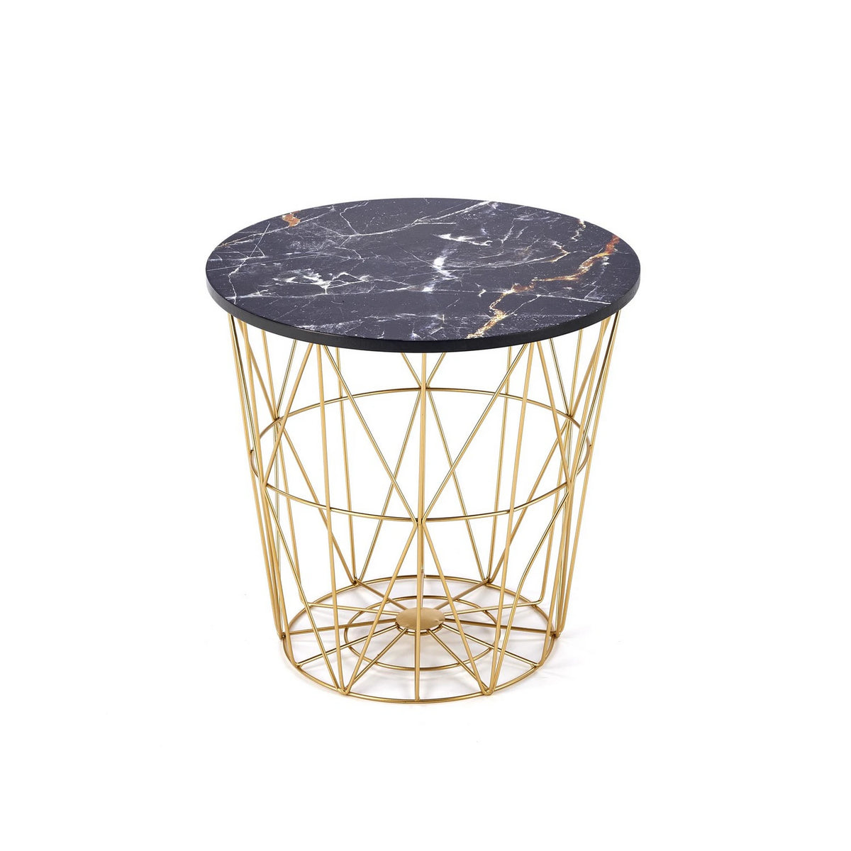 Masuta cafea HARISSA G, negru cu efect de marmura/auriu, 42x42x41 cm