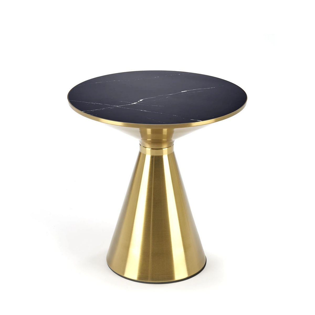 Masuta cafea TRIBECA, negru/auriu, ceramica/otel, 50x50x52 cm