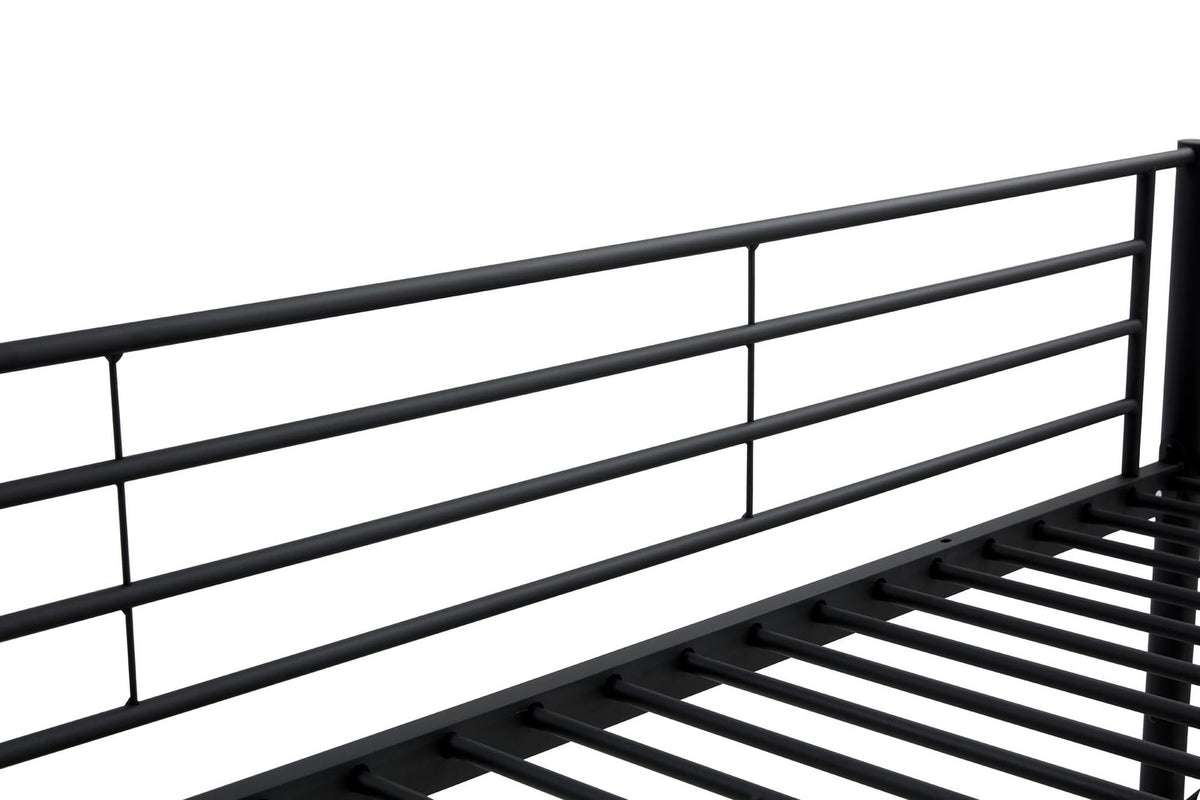 Pat supraetajat BUNKY 90x200, negru, metal, cu somiera