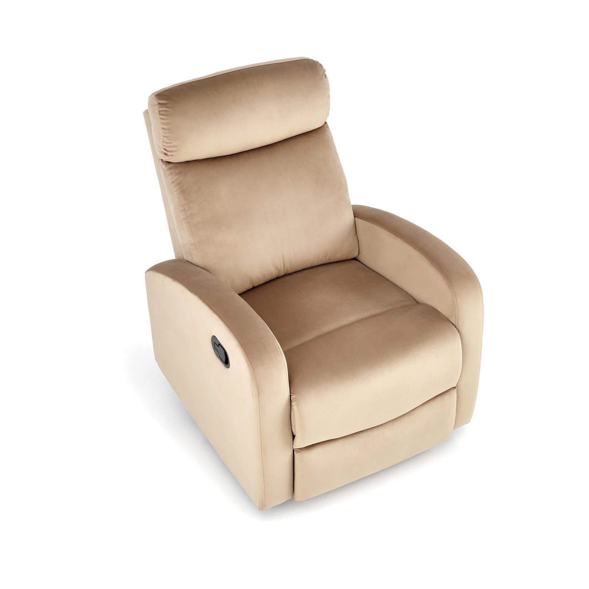 Fotoliu rabatabil WONDER, bej/negru, stofa catifelata/metal, 75x95/140x90/98 cm