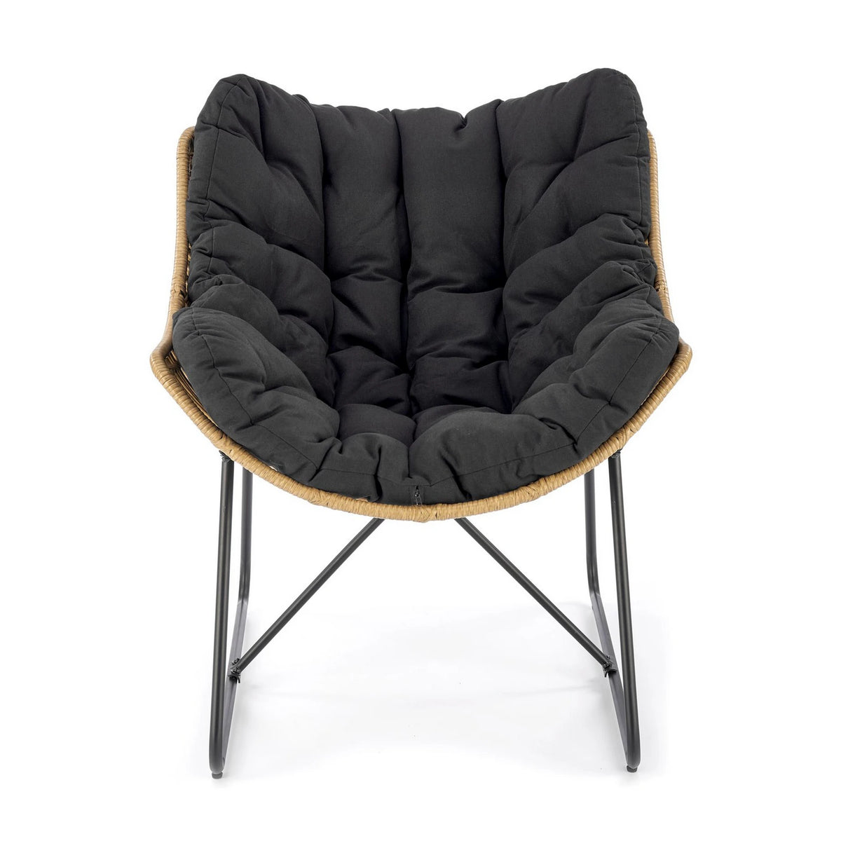 Fotoliu WHISPER, negru/stejar, ratan sintetic/metal, 81x90x90 cm