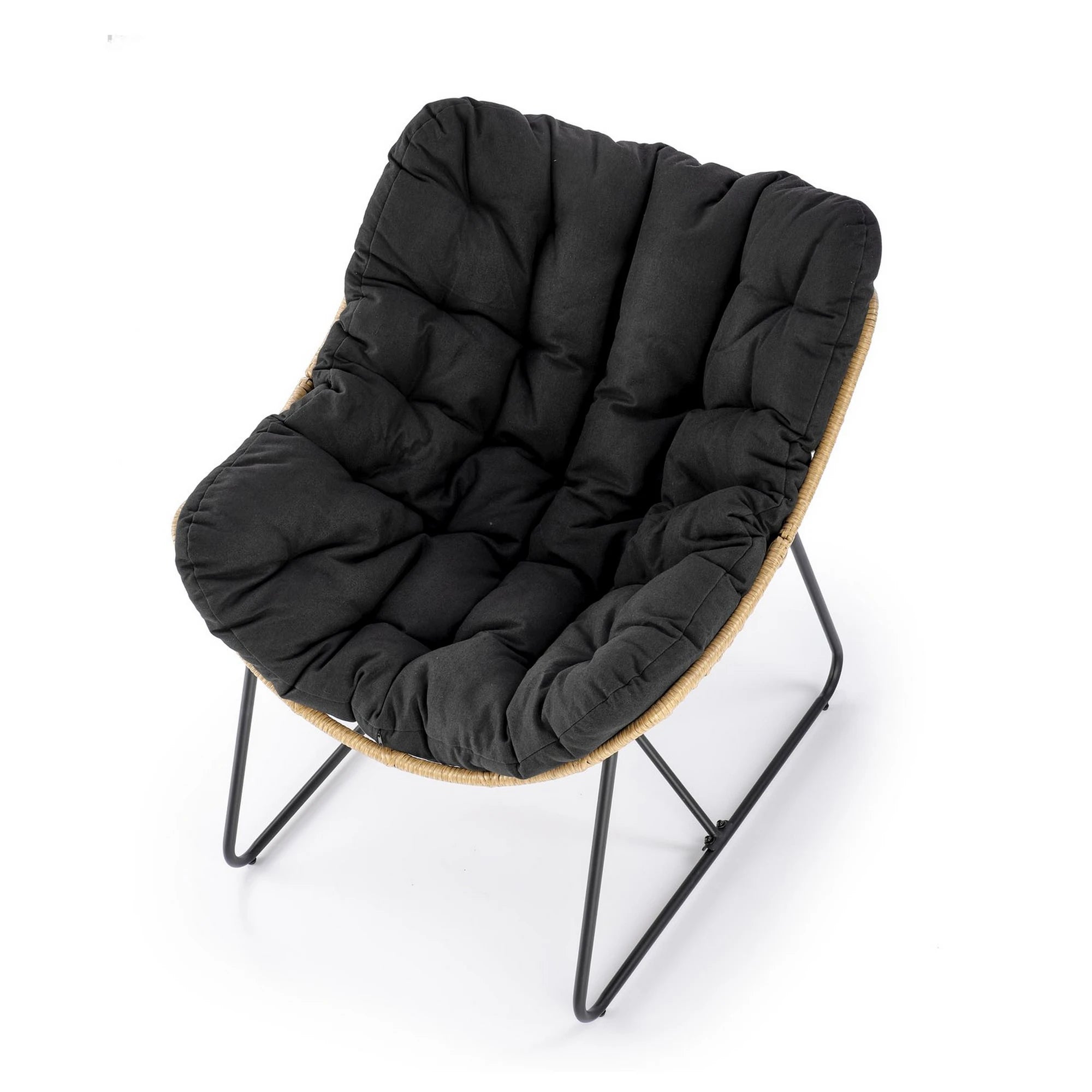 Fotoliu WHISPER, negru/stejar, ratan sintetic/metal, 81x90x90 cm