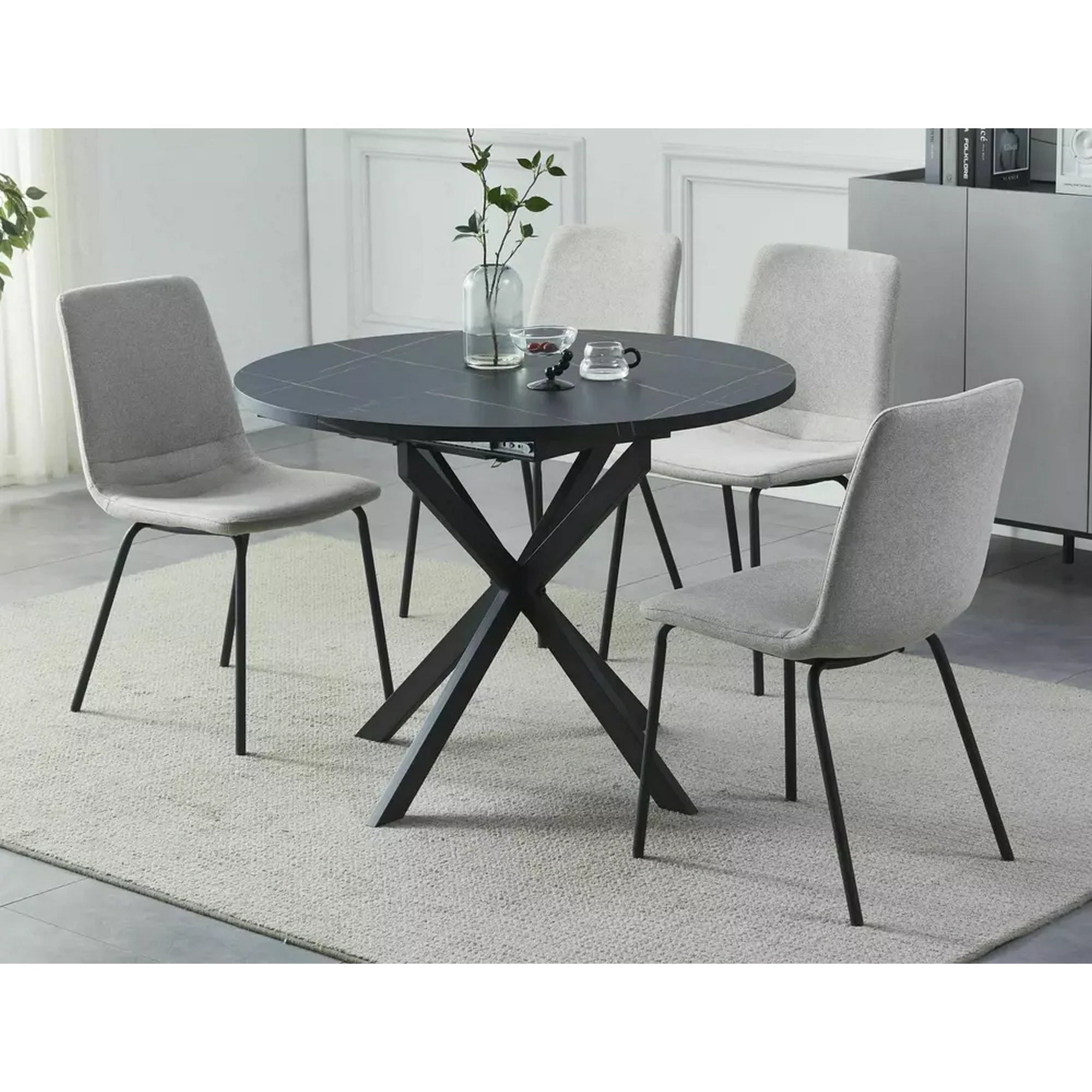 Masa extensibila GASTON, negru, 100/135x100x75 cm