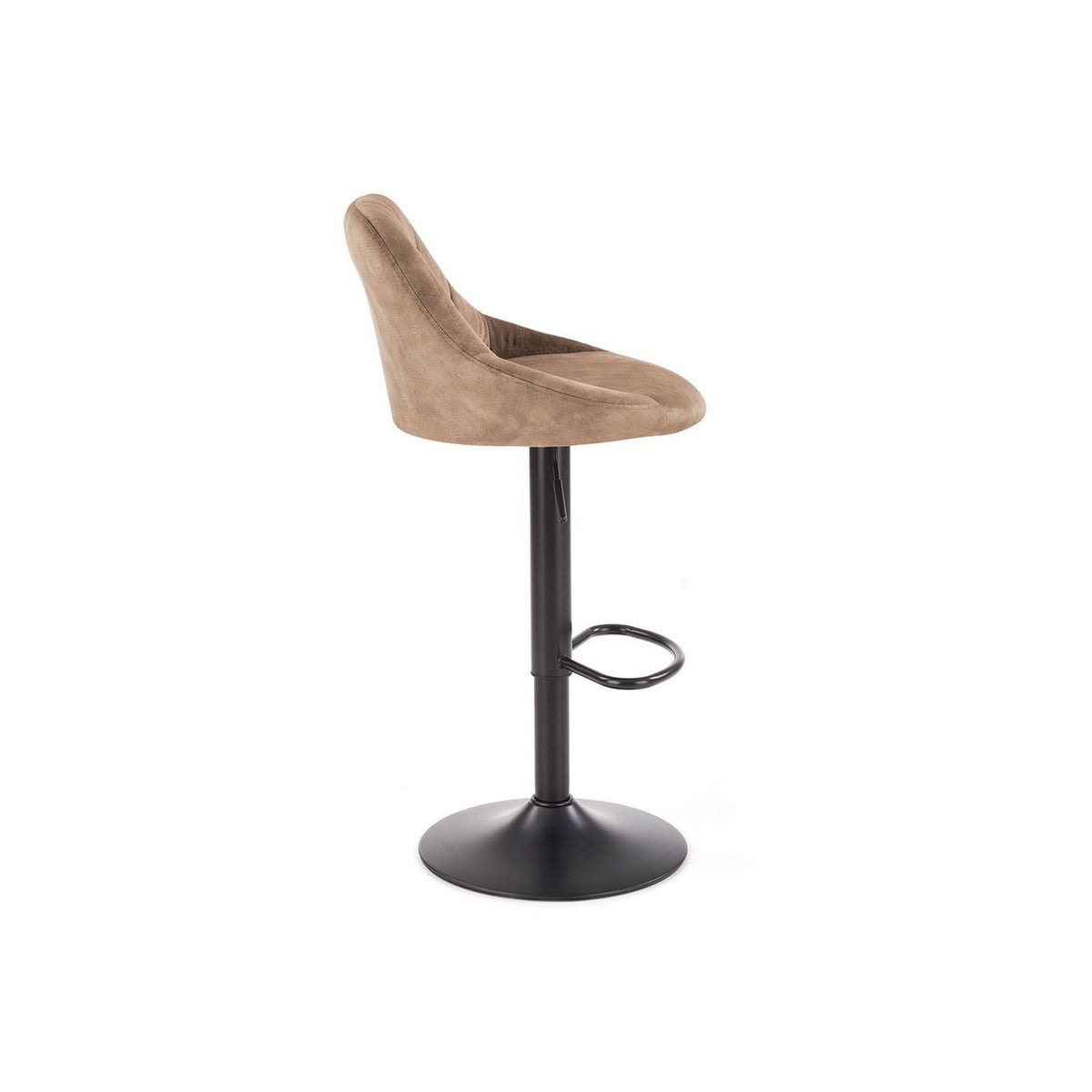 Scaun de bar rotativ H101, bej/negru, stofa catifelata/metal, 47x45x84/106 cm