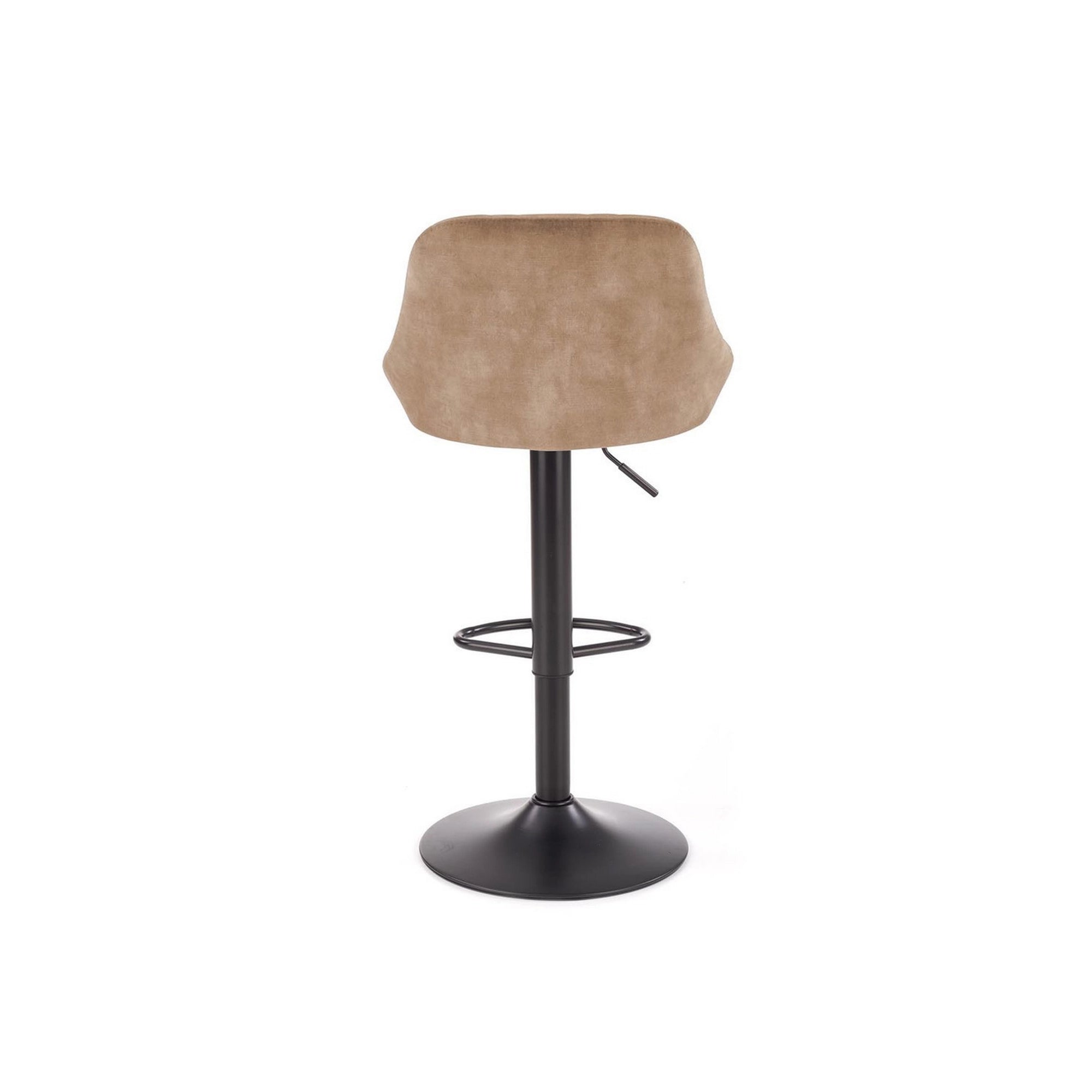 Scaun de bar rotativ H101, bej/negru, stofa catifelata/metal, 47x45x84/106 cm
