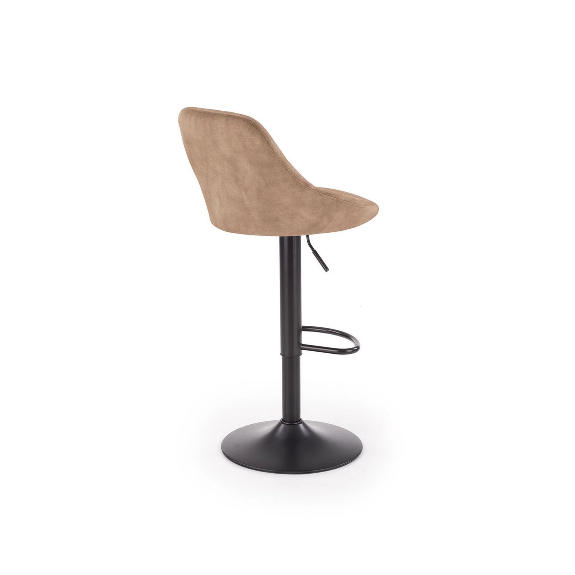 Scaun de bar rotativ H101, bej/negru, stofa catifelata/metal, 47x45x84/106 cm