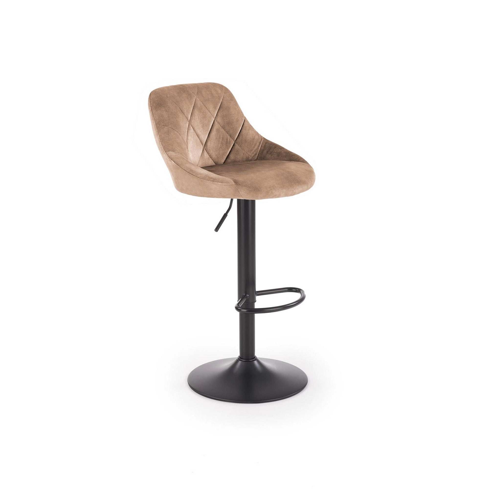 Scaun de bar rotativ H101, bej/negru, stofa catifelata/metal, 47x45x84/106 cm