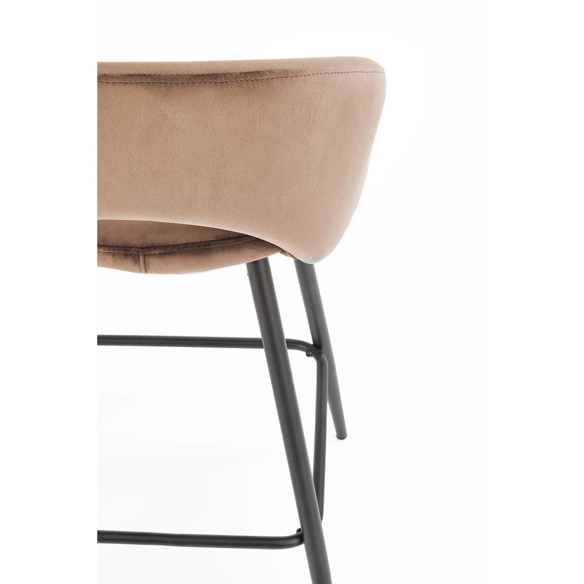 Scaun bar H96, bej/negru, stofa catifelata/otel, 48x49x89 cm