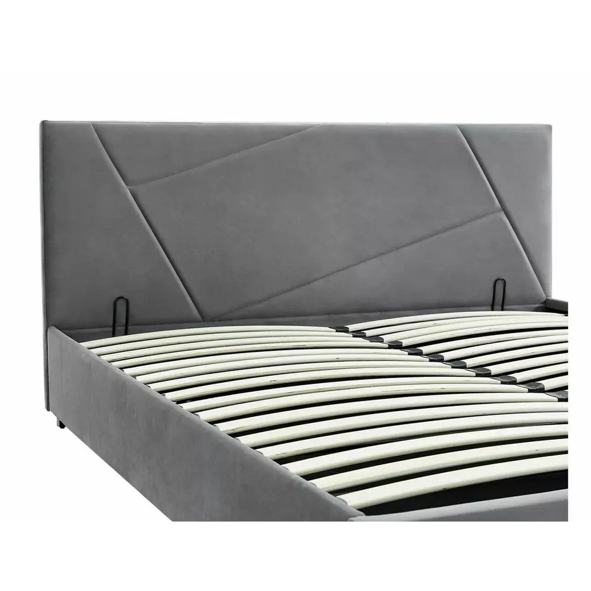 Pat COLUMBIA 160x200, stofa catifelata gri - Tap 192, cu somiera si spatiu depozitare