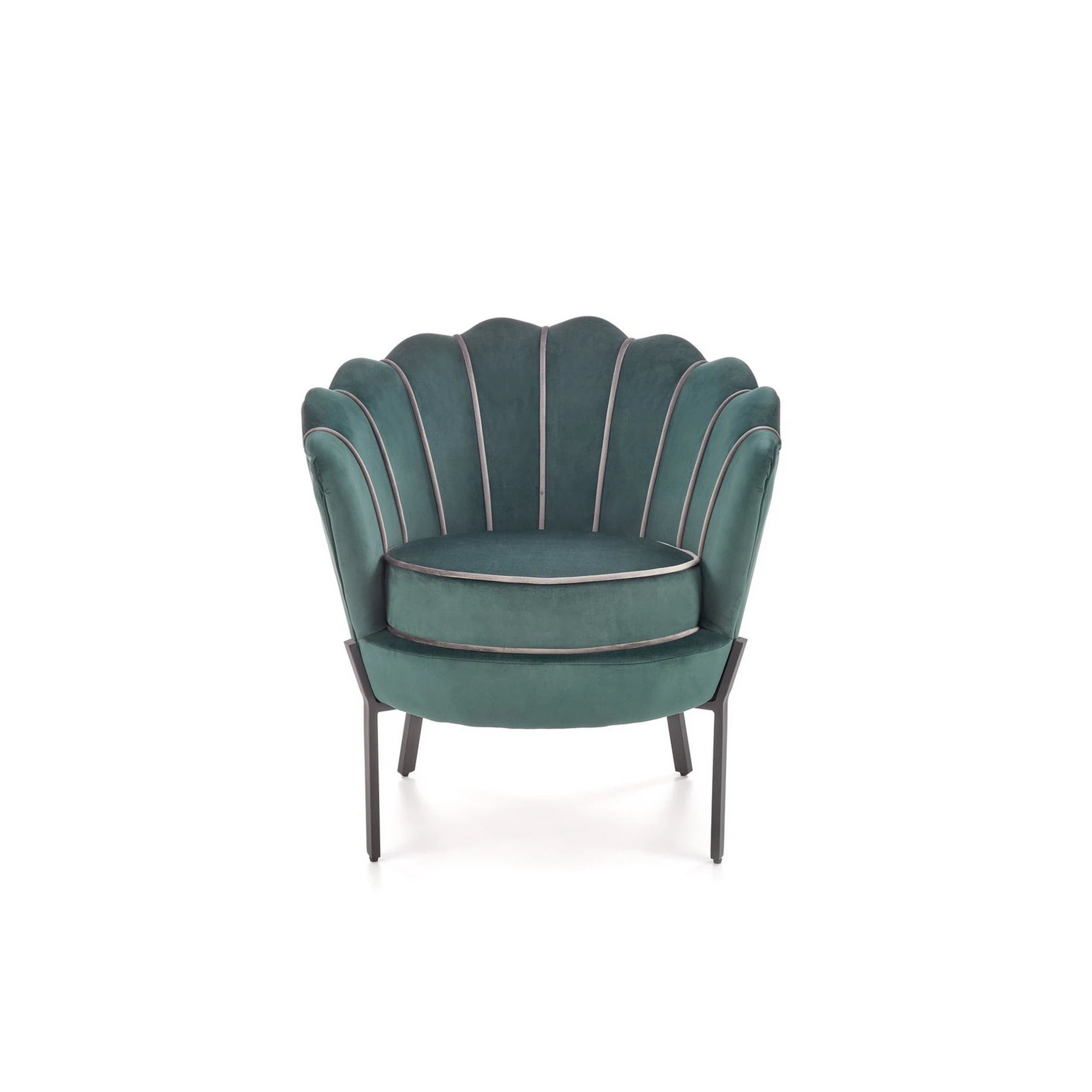 Fotoliu ANGELO, verde/negru, stofa catifelata/otel, 73x73x75 cm