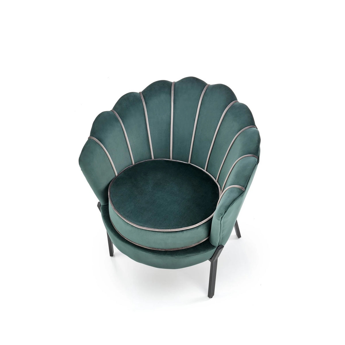 Fotoliu ANGELO, verde/negru, stofa catifelata/otel, 73x73x75 cm