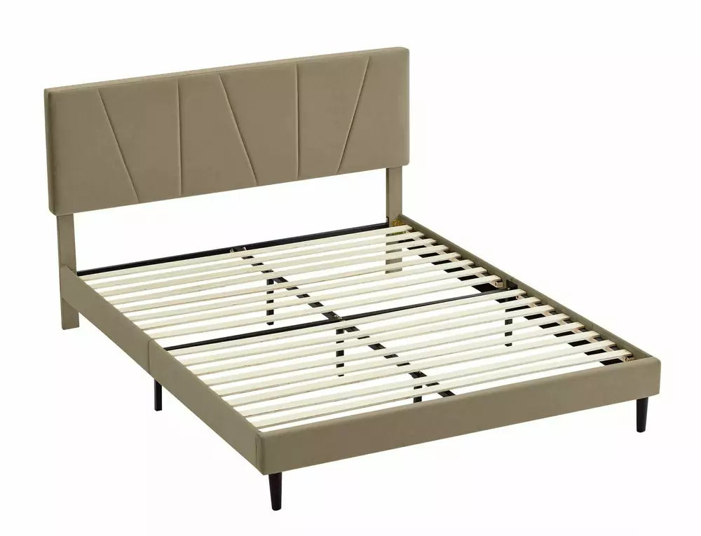 Pat SAVANA 120x200, stofa catifelata bej - Bluvel 28, suport saltea
