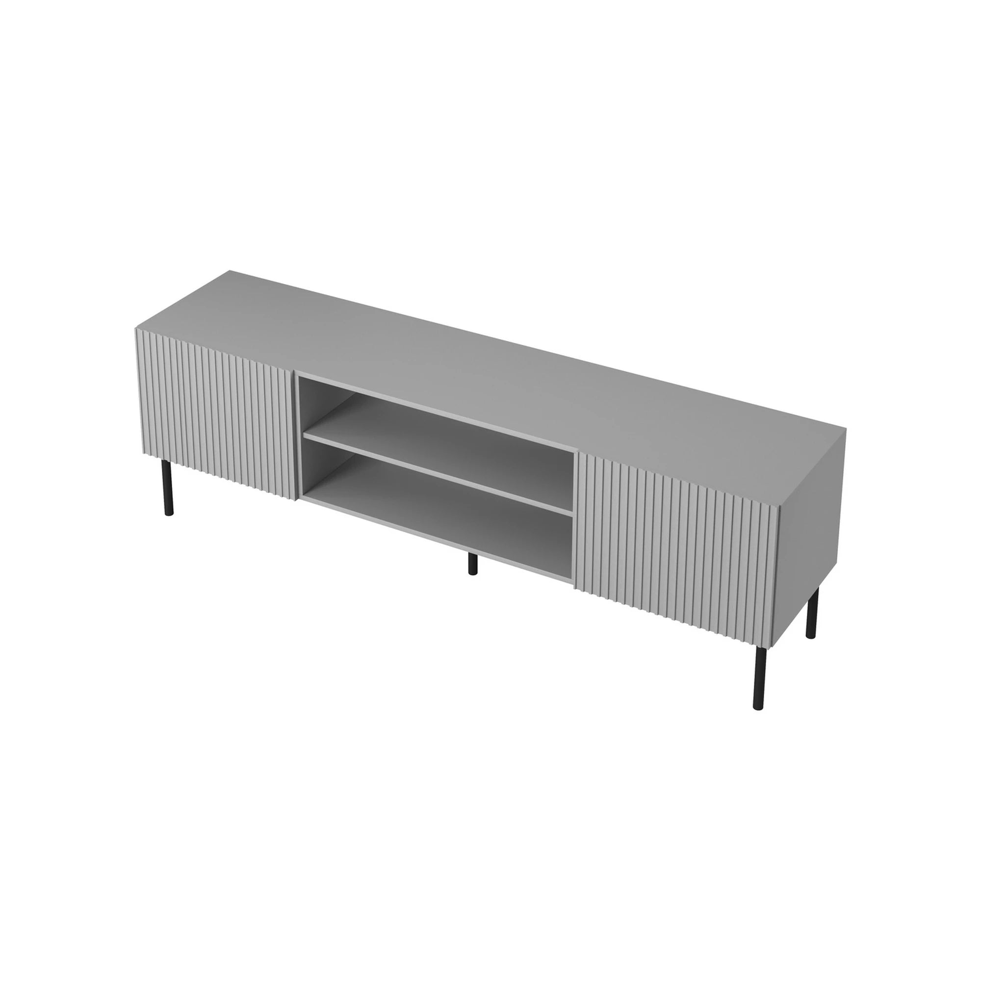 Comoda TV ASENSIO, gri mat/negru, PAL laminat, 180x42x57 cm