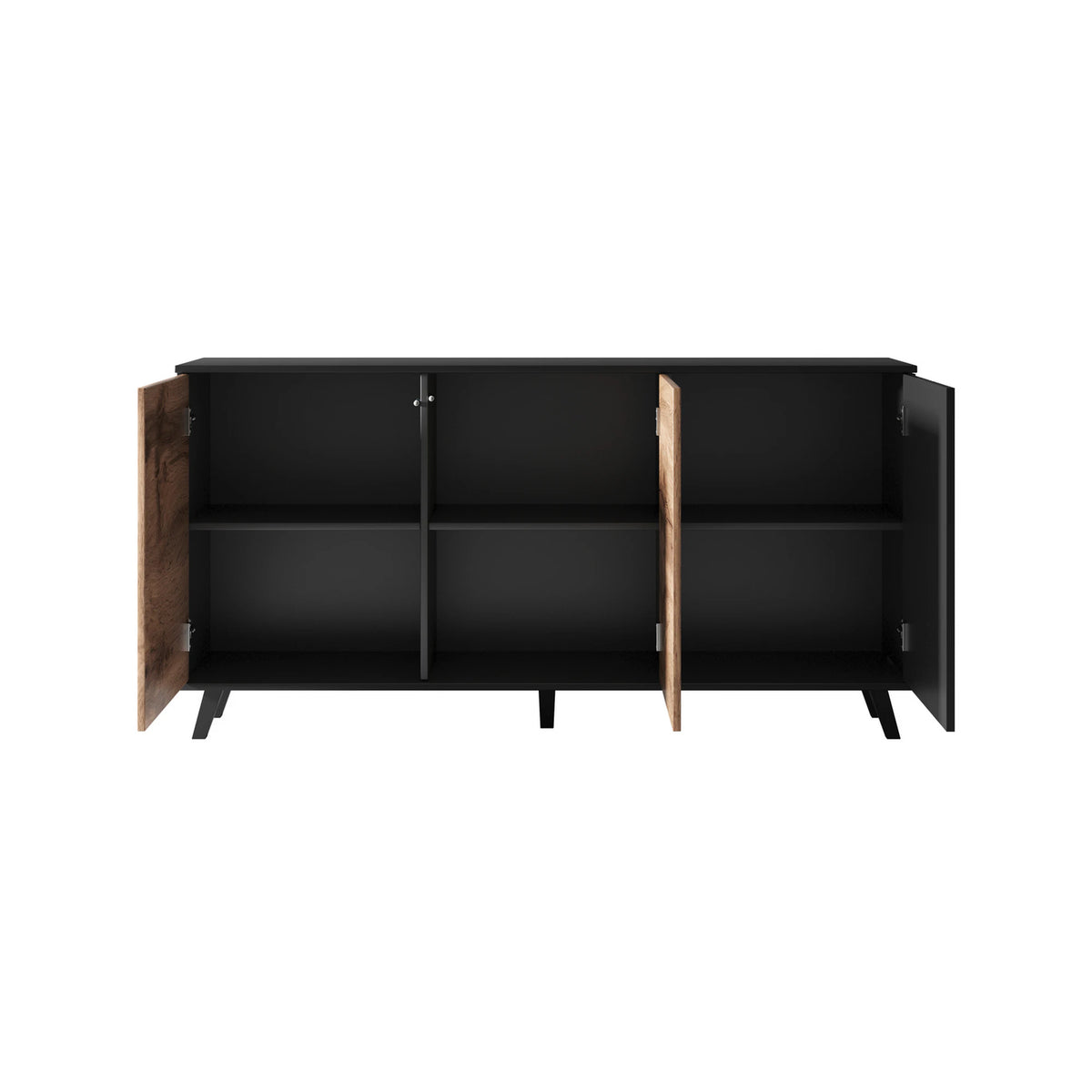 Comoda RANDOM KM-1, stejar wotan/negru, PAL furniruit, 160x40x82 cm