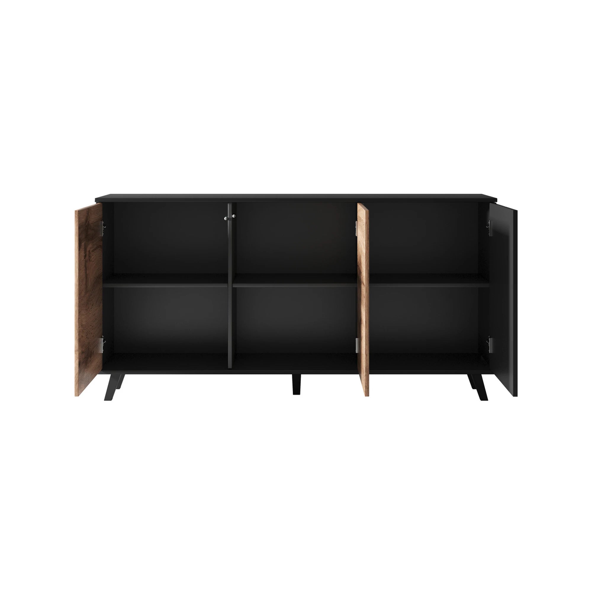 Comoda RANDOM KM-1, stejar wotan/negru, PAL furniruit, 160x40x82 cm