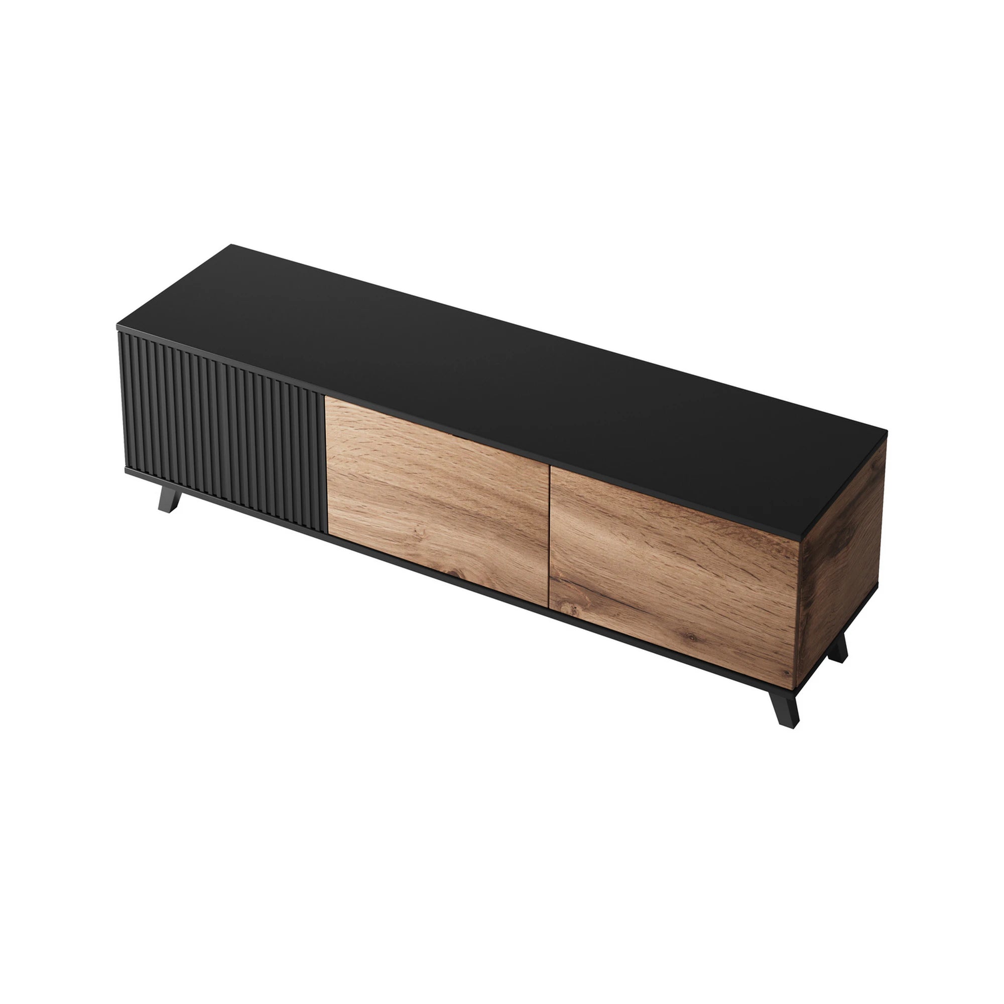 Comoda TV RANDOM , stejar wotan/negru, PAL furniruit, 150x40x47 cm
