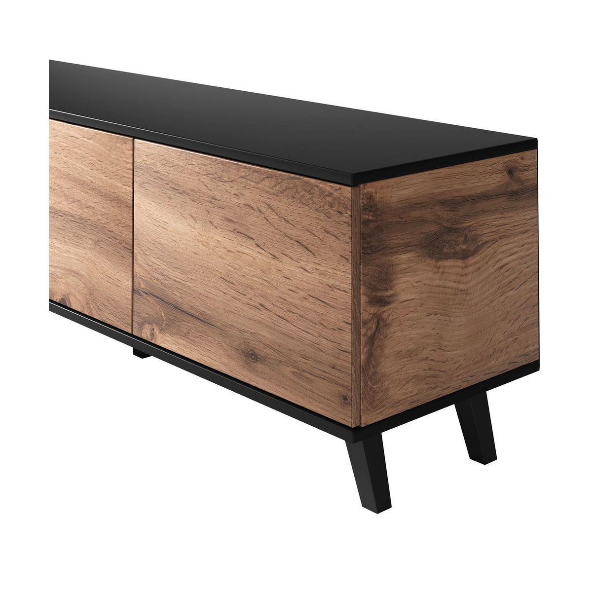 Comoda TV RANDOM , stejar wotan/negru, PAL furniruit, 150x40x47 cm
