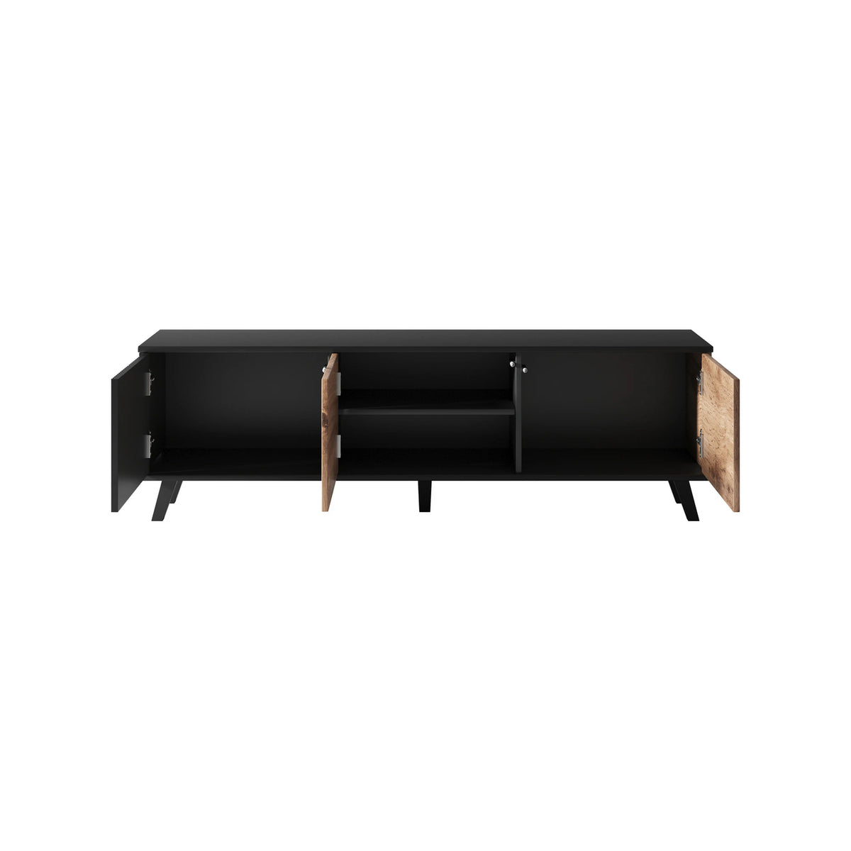Comoda TV RANDOM , stejar wotan/negru, PAL furniruit, 150x40x47 cm
