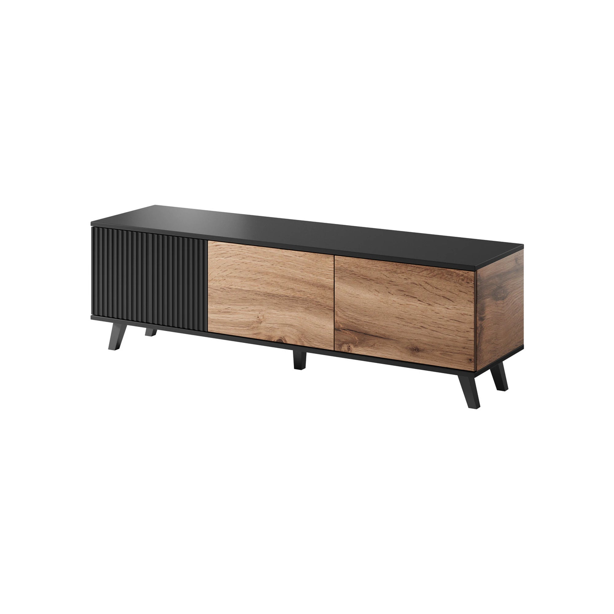 Comoda TV RANDOM , stejar wotan/negru, PAL furniruit, 150x40x47 cm