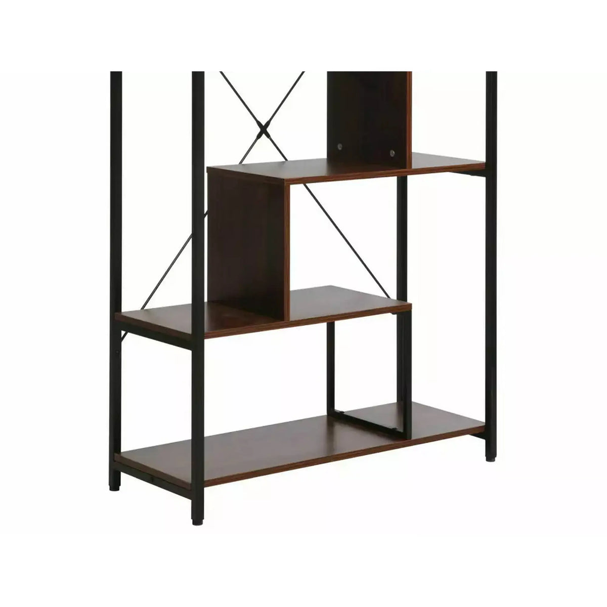 Biblioteca NET B, nuc inchis/negru, PAL laminat/metal, 75x35x132 cm