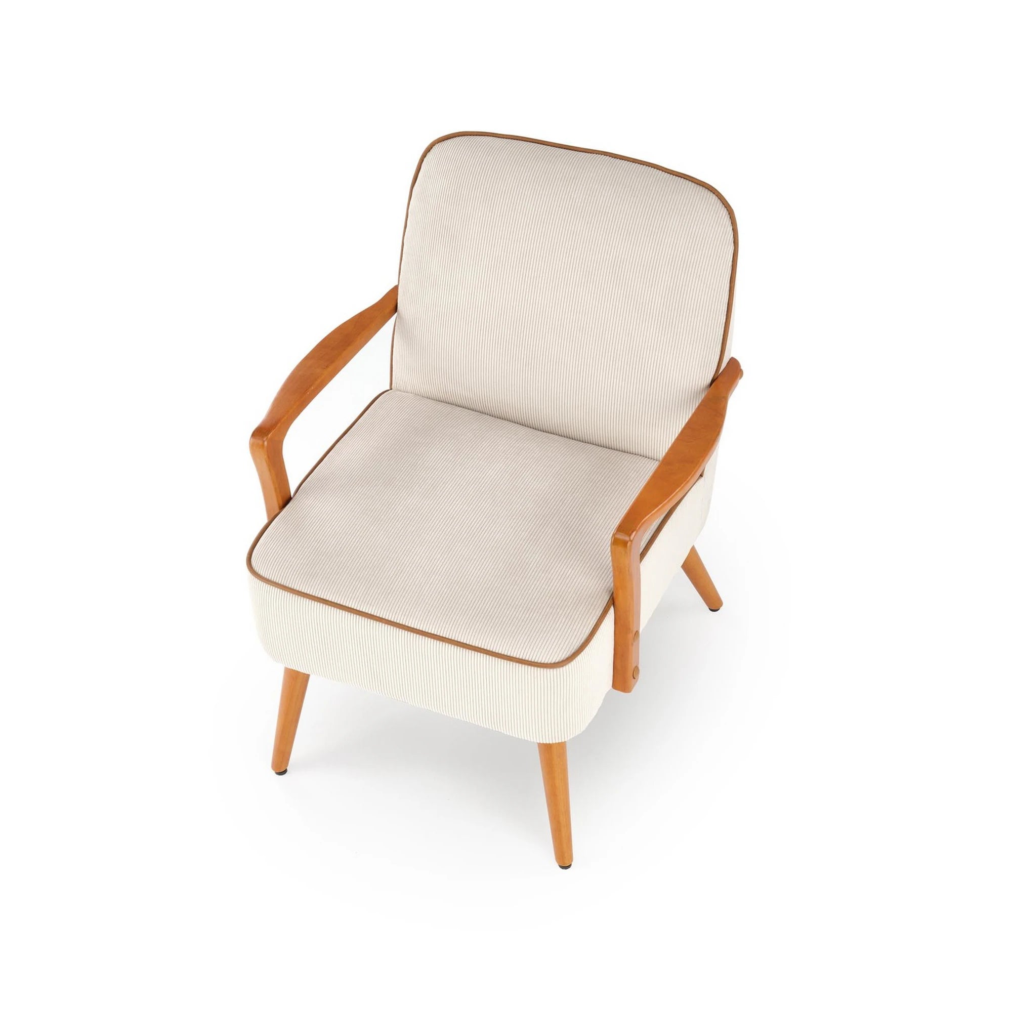 Fotoliu PASTORE, bej deschis/nuc deschis, stofa/lemn, 66x69x76 cm