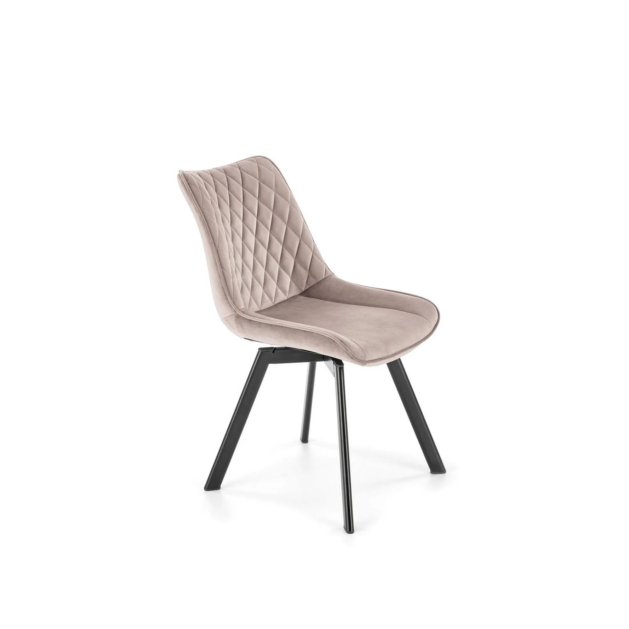 Scaun rotativ bucatarie K520, bej/negru, stofa catifelata/metal, 45x63x80 cm
