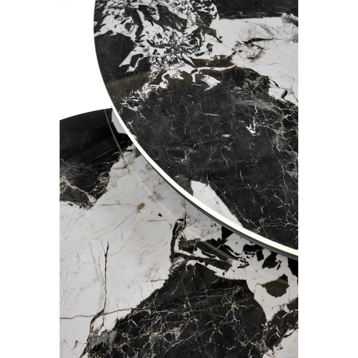 Set 2 masute ALEXANDRA, negru, ceramica/metal, 70x47/50x41 cm